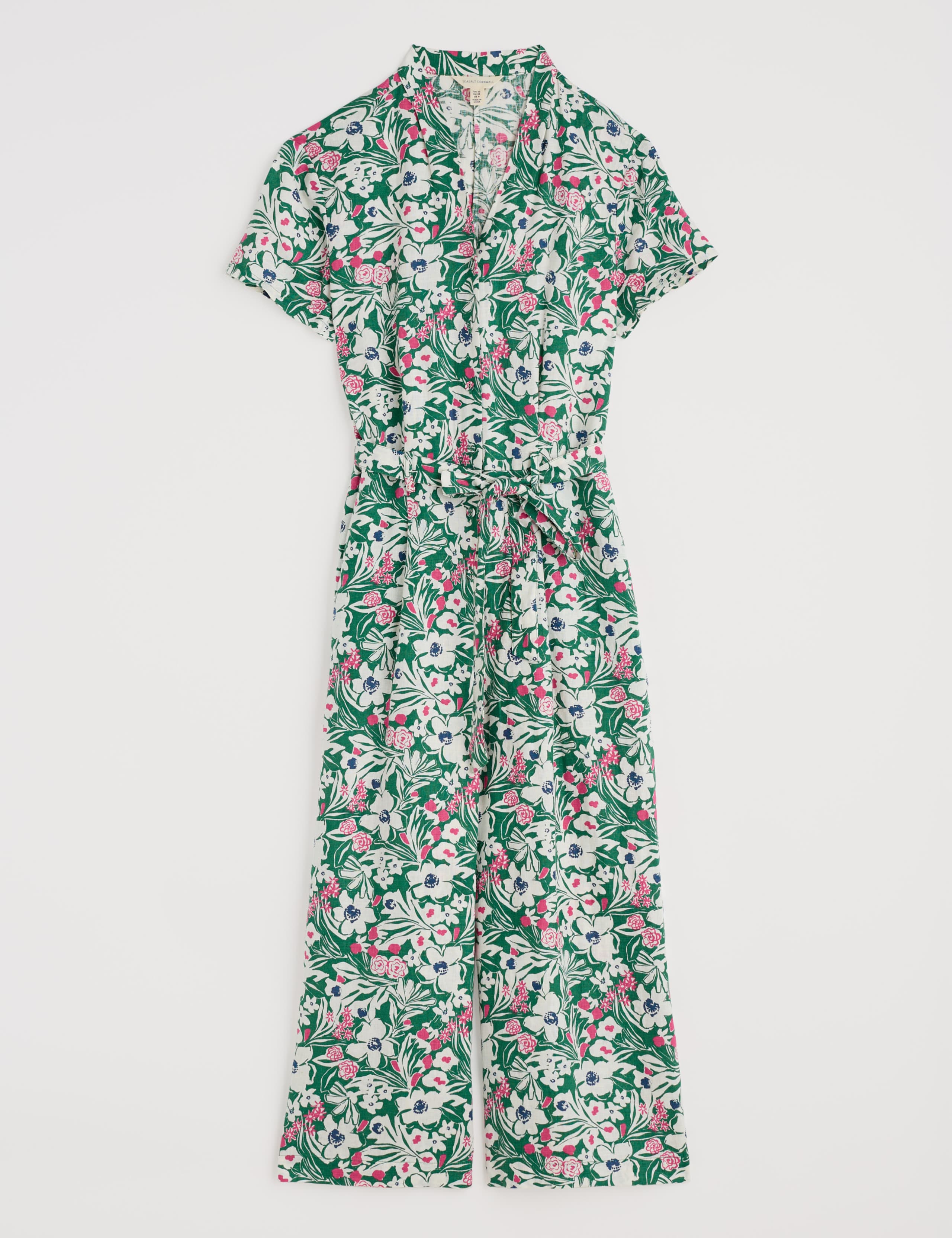 Pure Linen Floral Cropped Jumpsuit 2 of 4