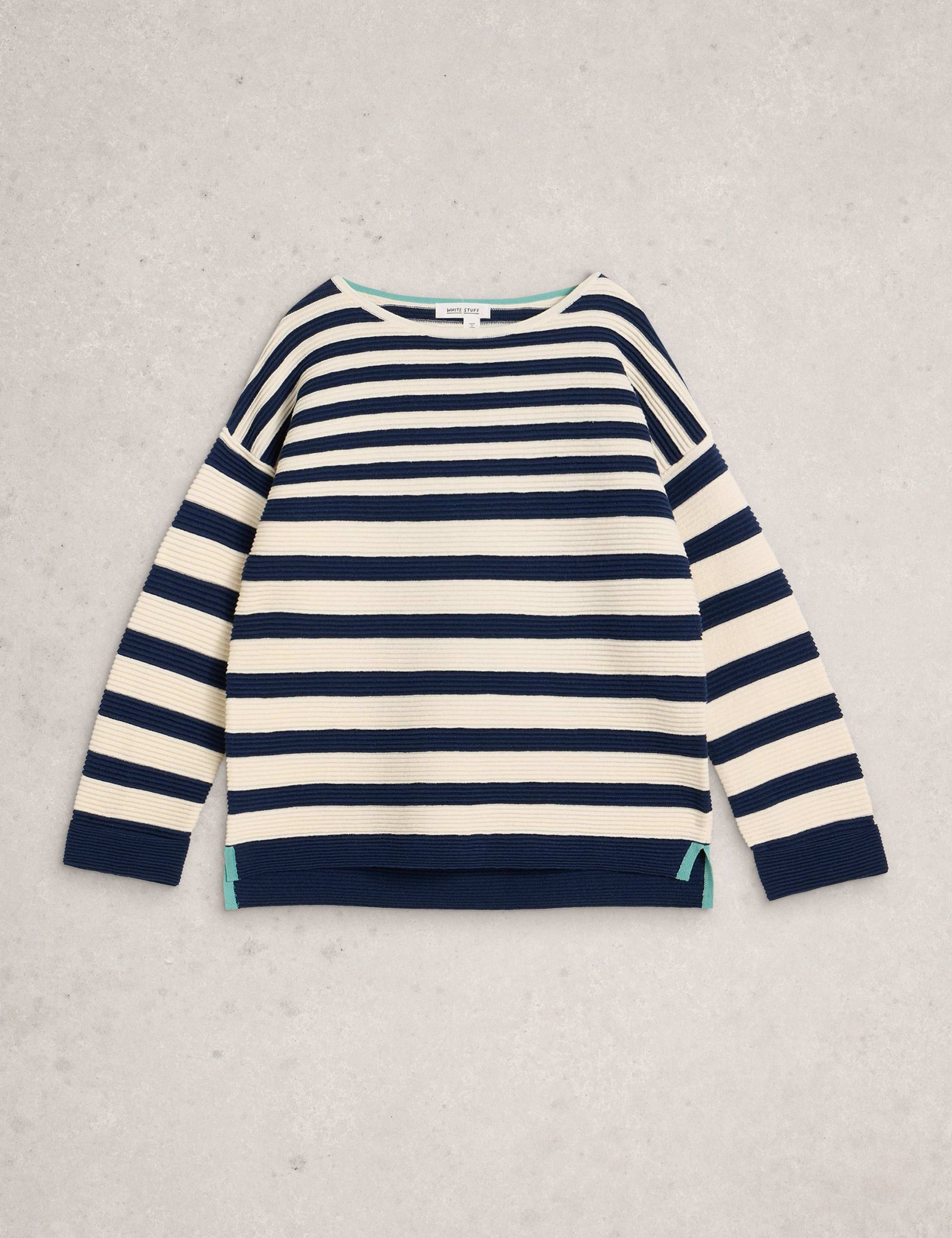 Pure Cotton Striped Split Hem Jumper 2 of 6