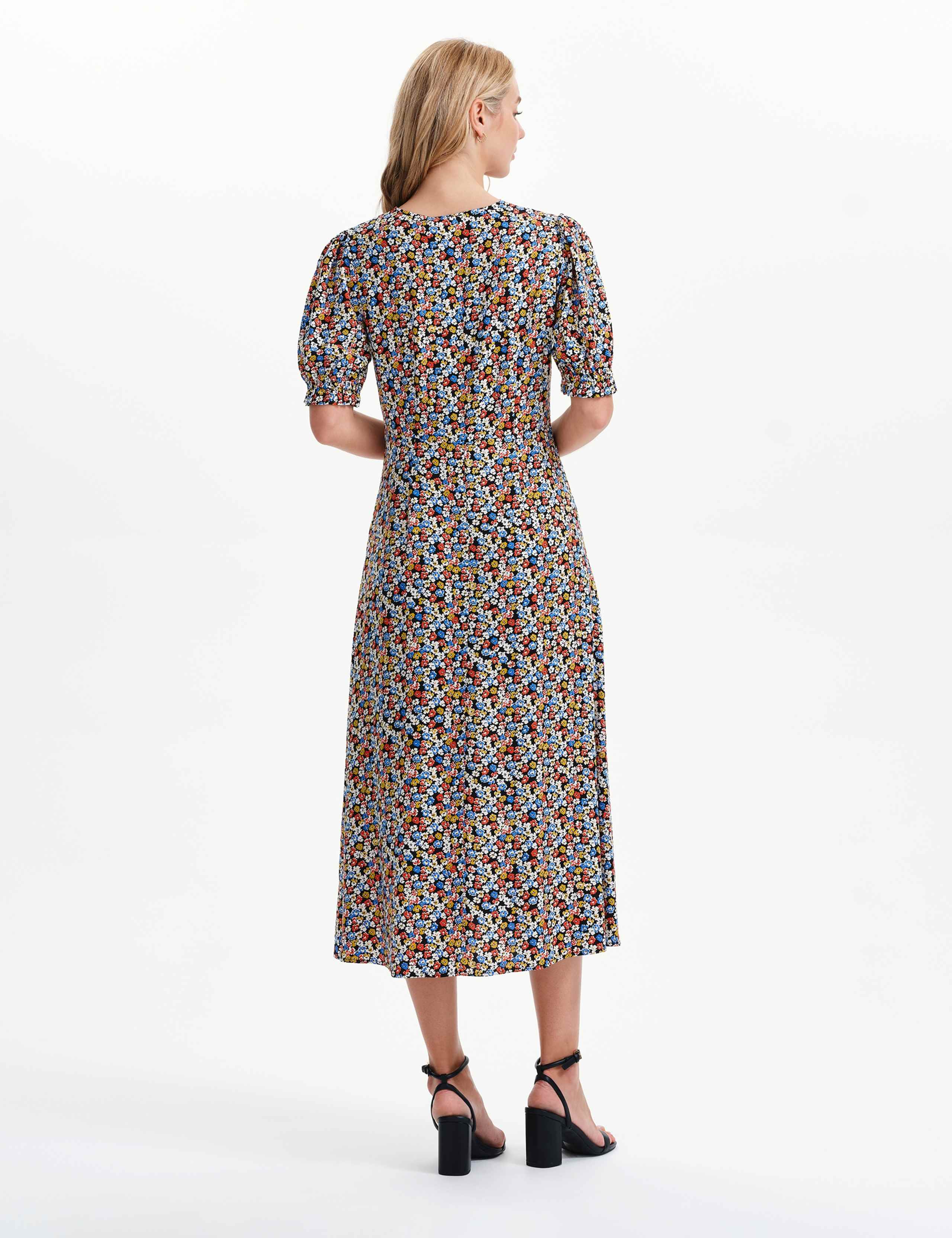 Floral Lace Trim Midi Waisted Dress 3 of 7