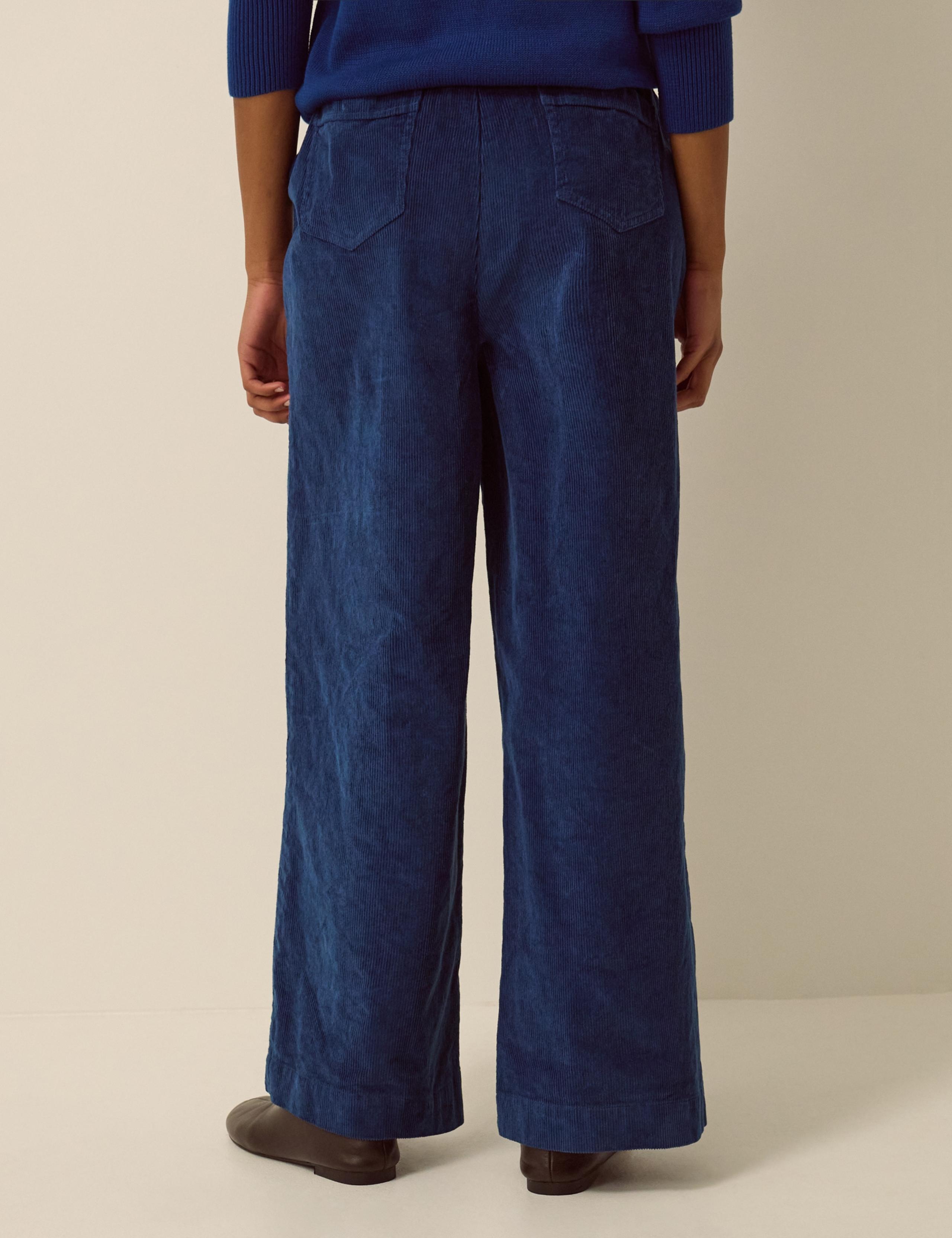 Plain Wide Leg Cotton Trousers 3 of 4