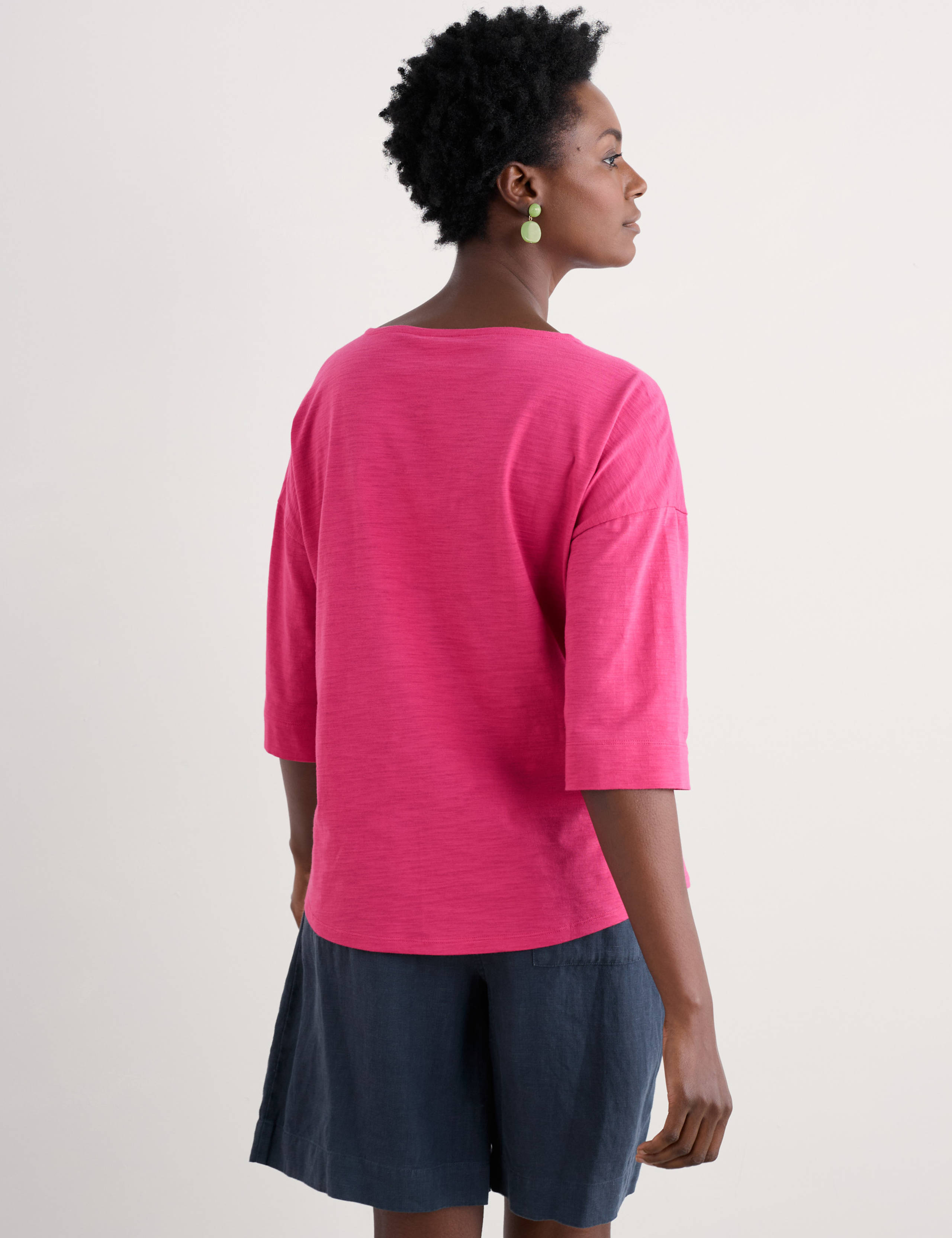 Pure Cotton Slash Neck Relaxed T-Shirt 4 of 4