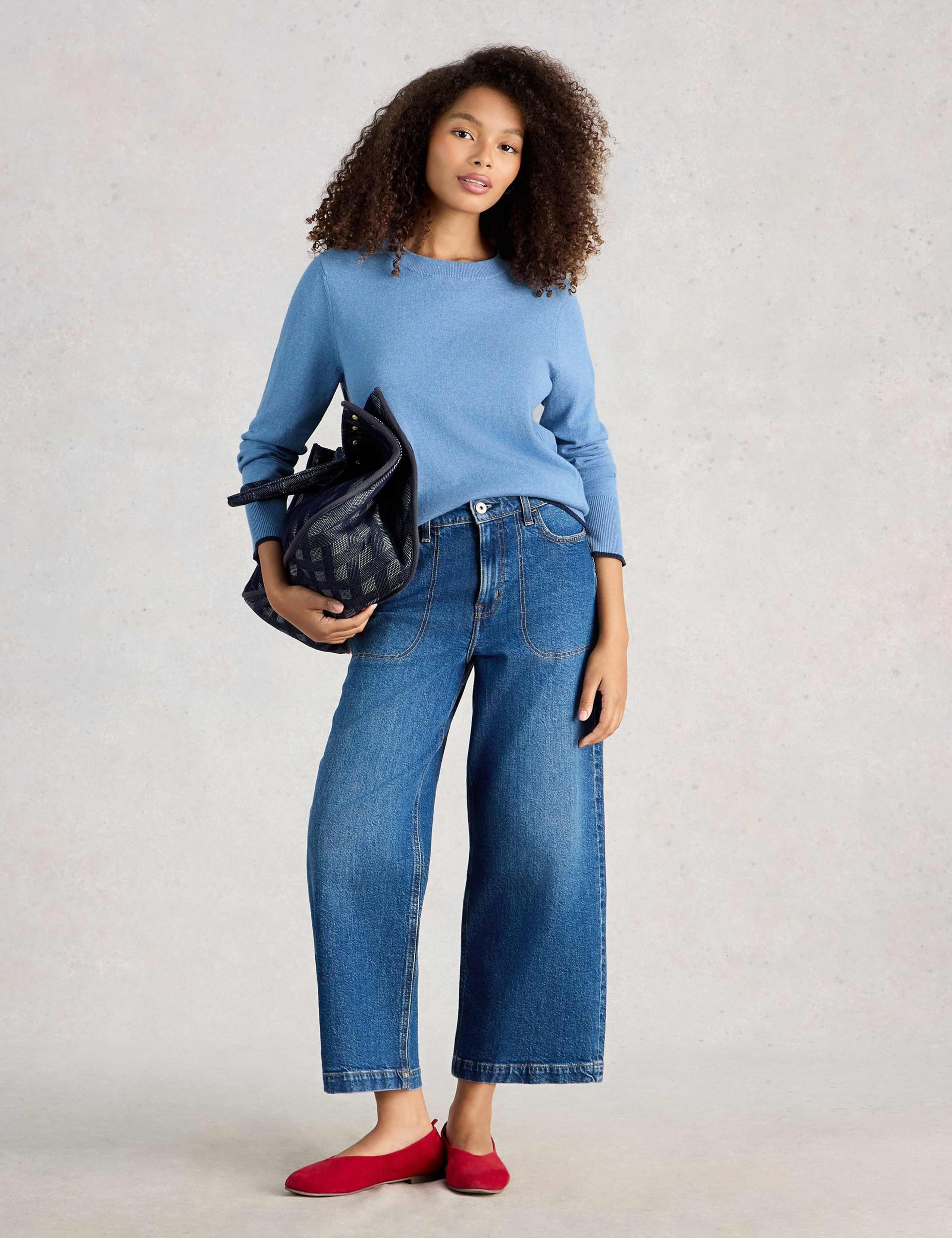 Cotton Rich Crew Neck Jumper with Merino Wool 1 of 6