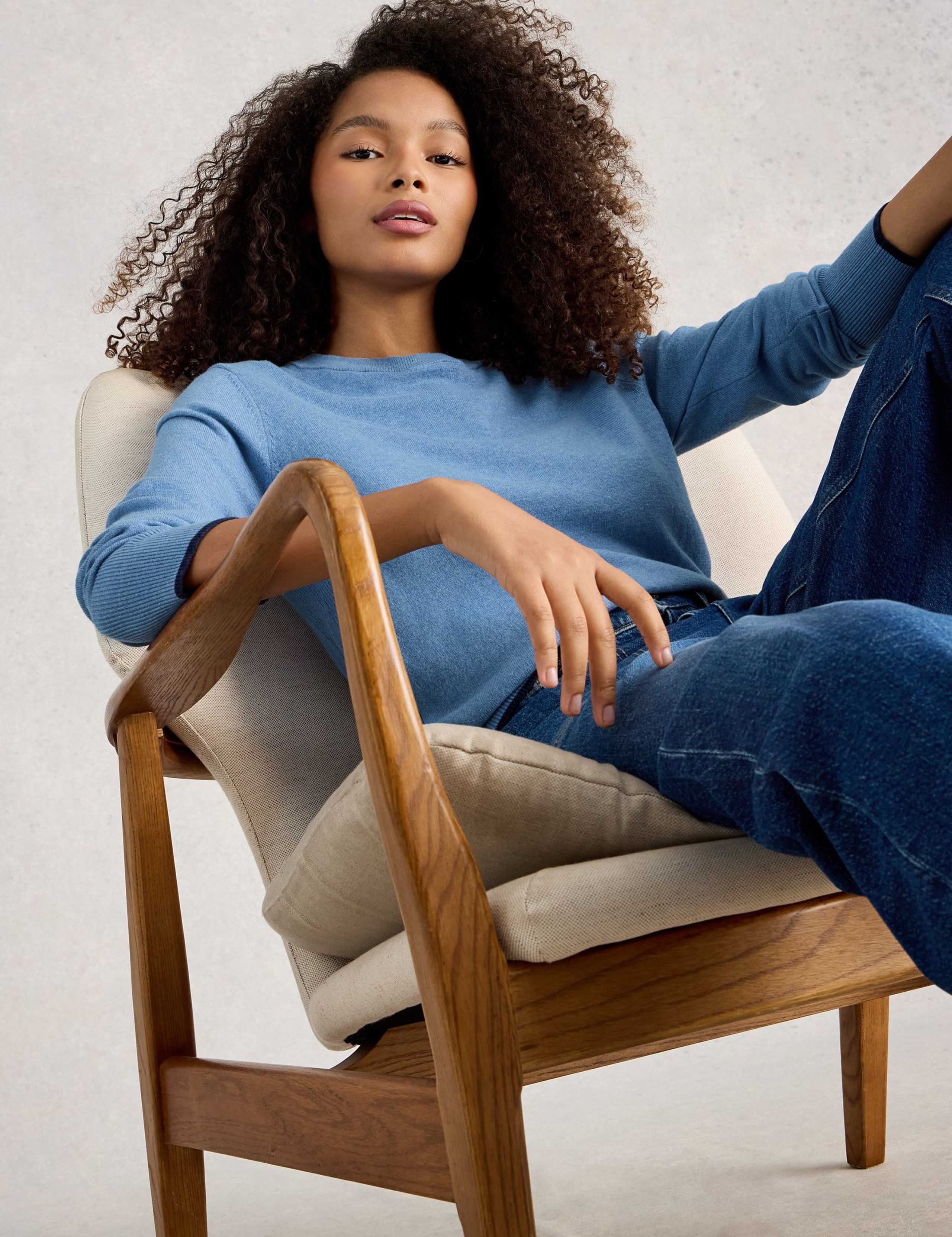 Cotton Rich Crew Neck Jumper with Merino Wool 3 of 6