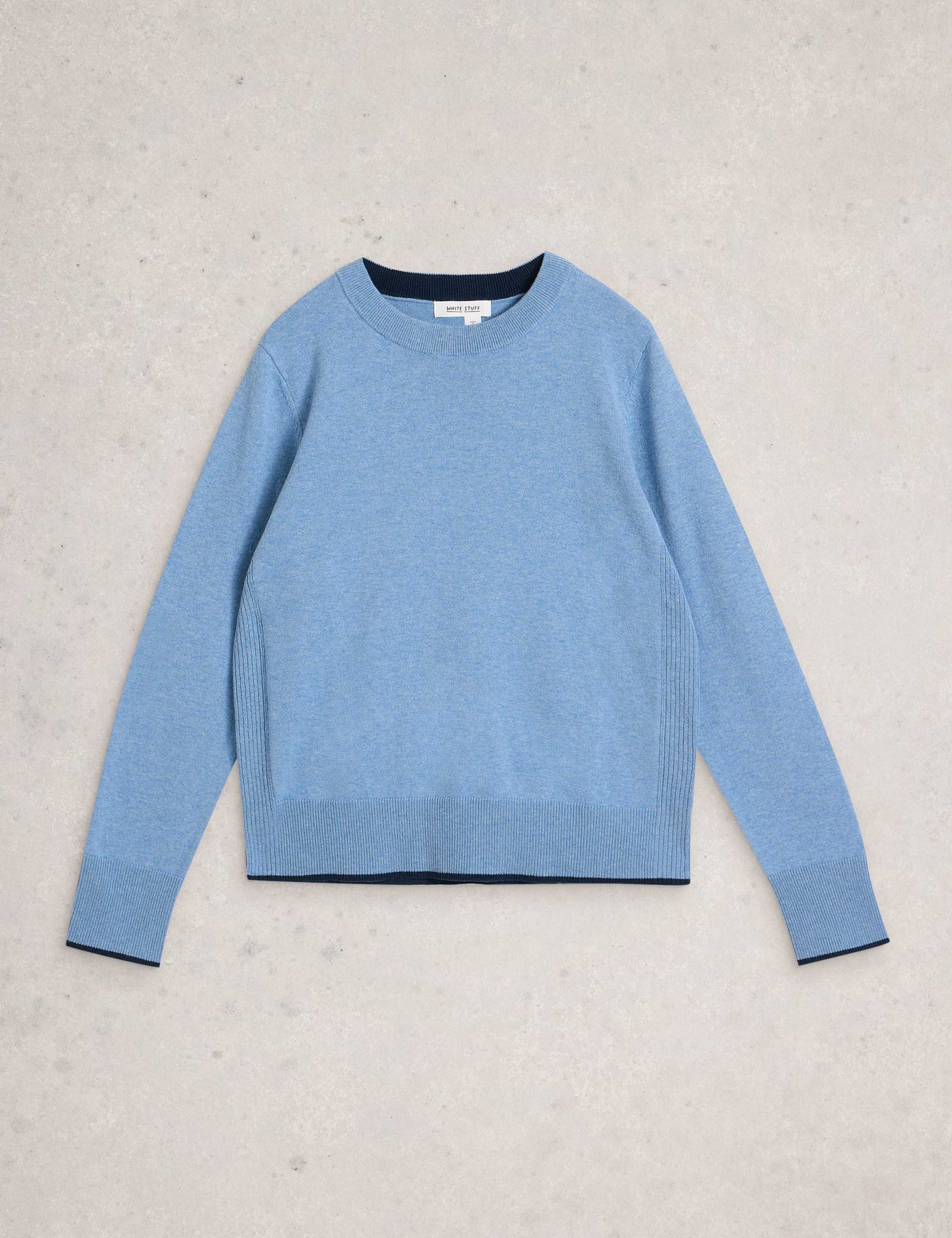 Cotton Rich Crew Neck Jumper with Merino Wool 2 of 6