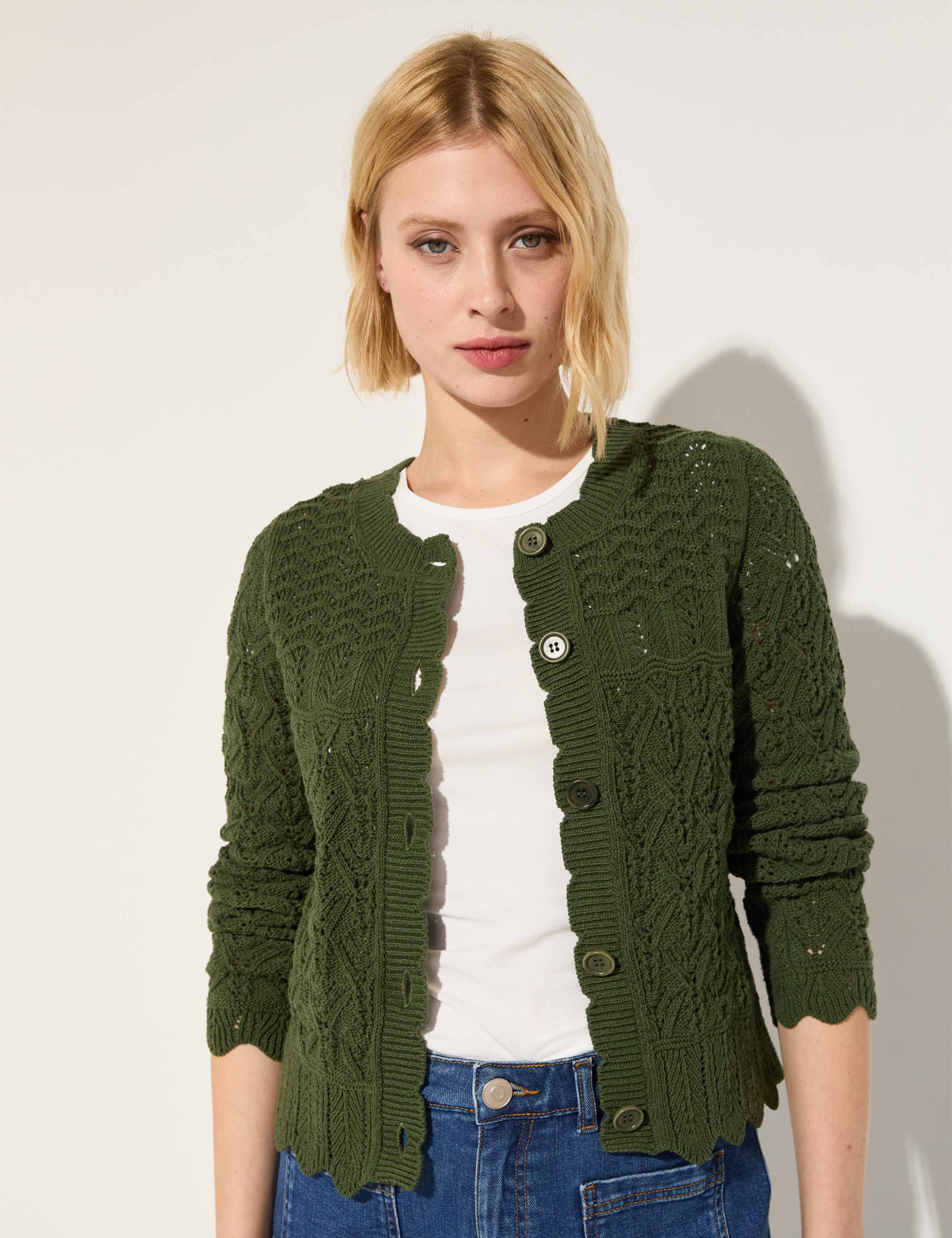 Cotton Rich Textured Cardigan 1 of 6