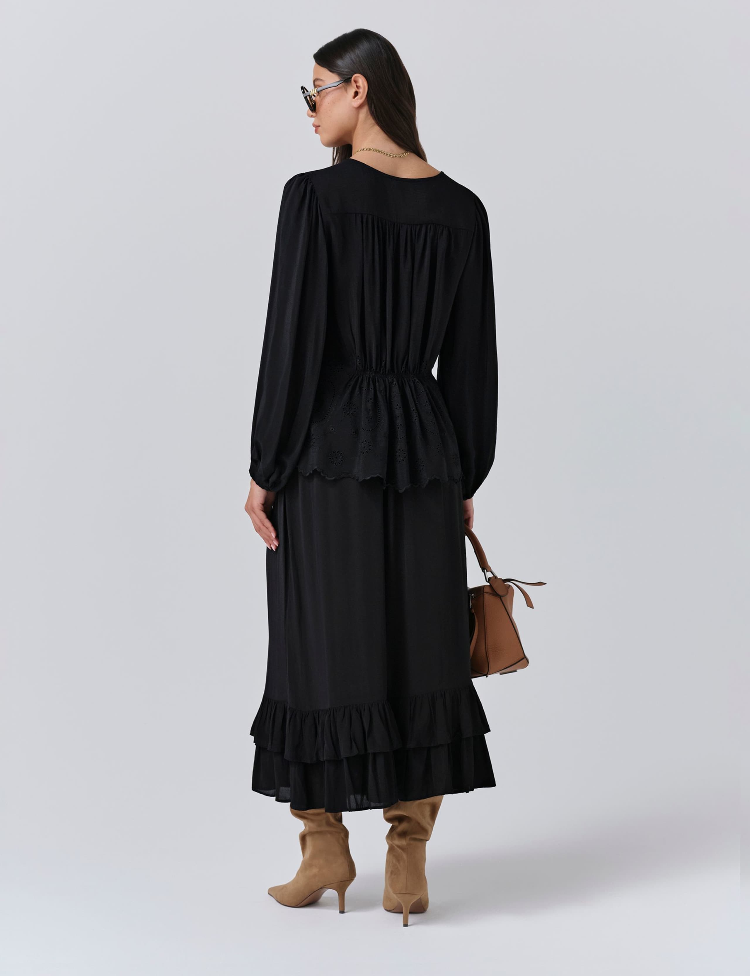 Crepe Broderie V-Neck Blouse 3 of 6