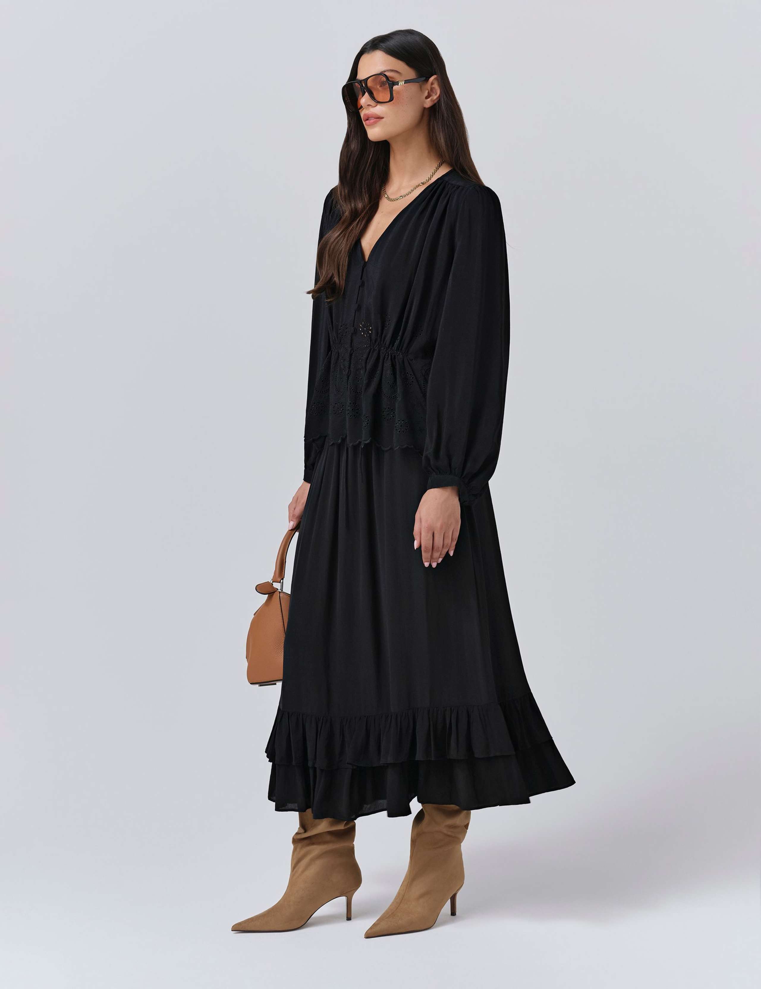 Crepe Broderie V-Neck Blouse 5 of 6