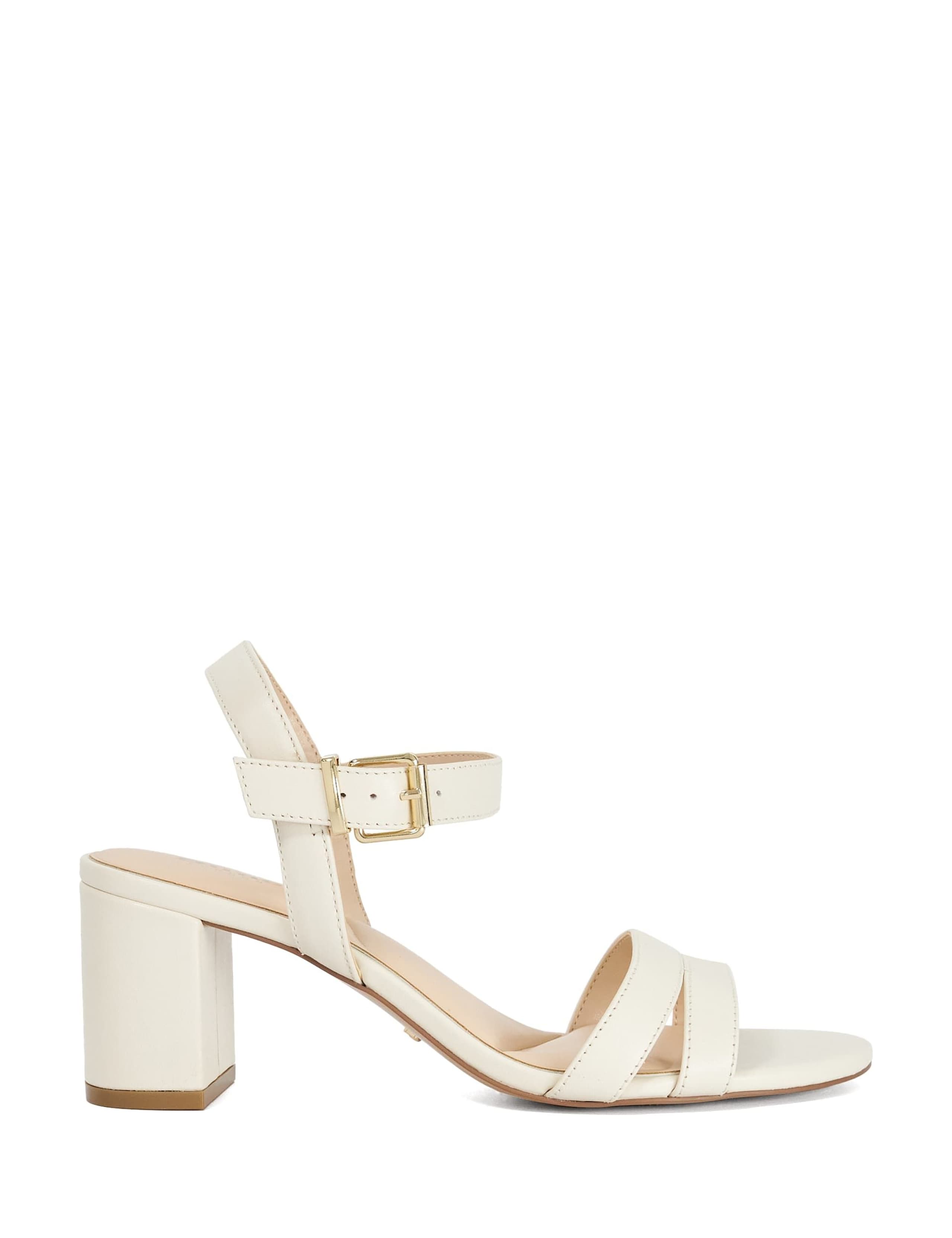 Leather Ankle Strap Block Heel Sandals 1 of 5