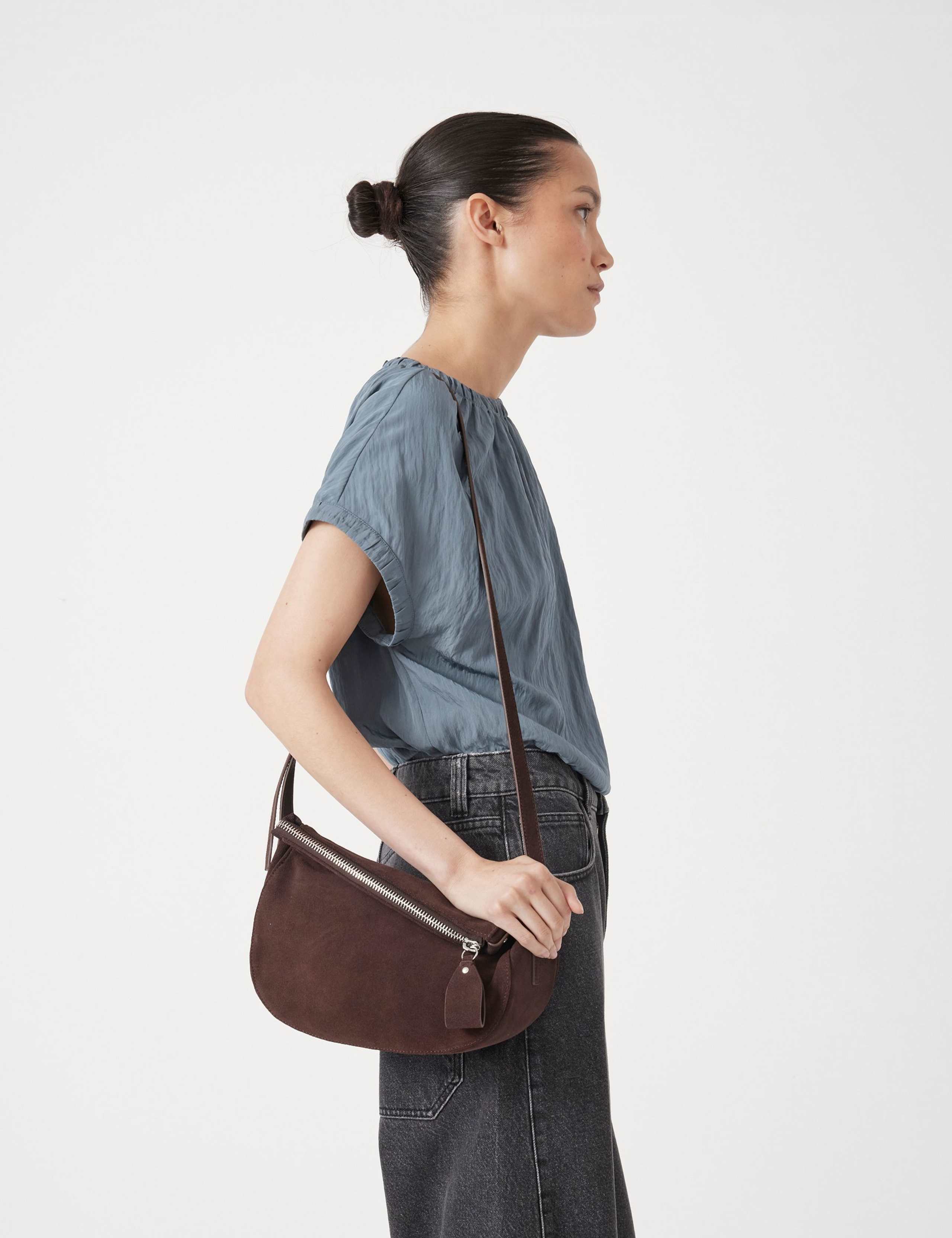 Suede Zip Around Cross Body Bag 4 of 7