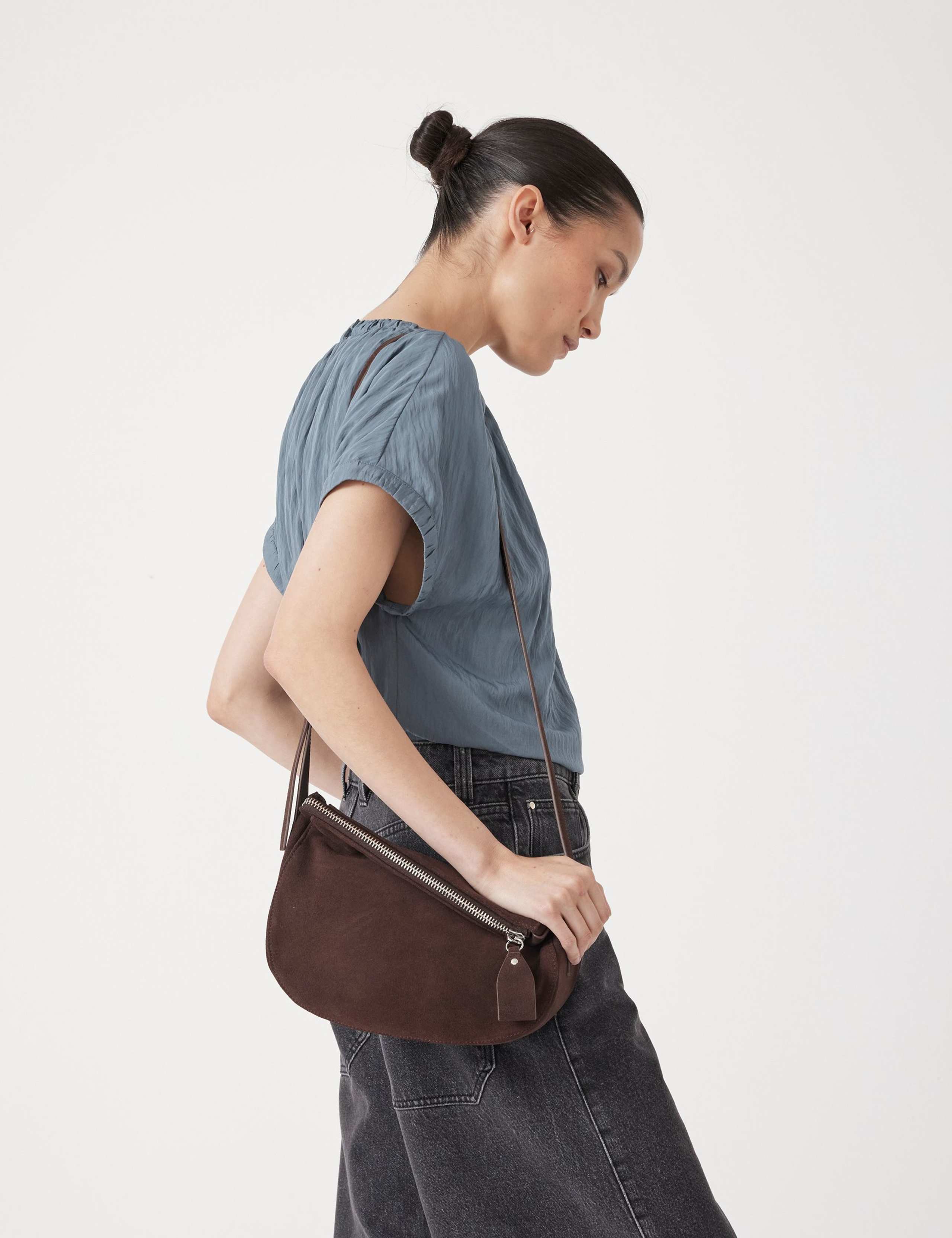 Suede Zip Around Cross Body Bag 5 of 7