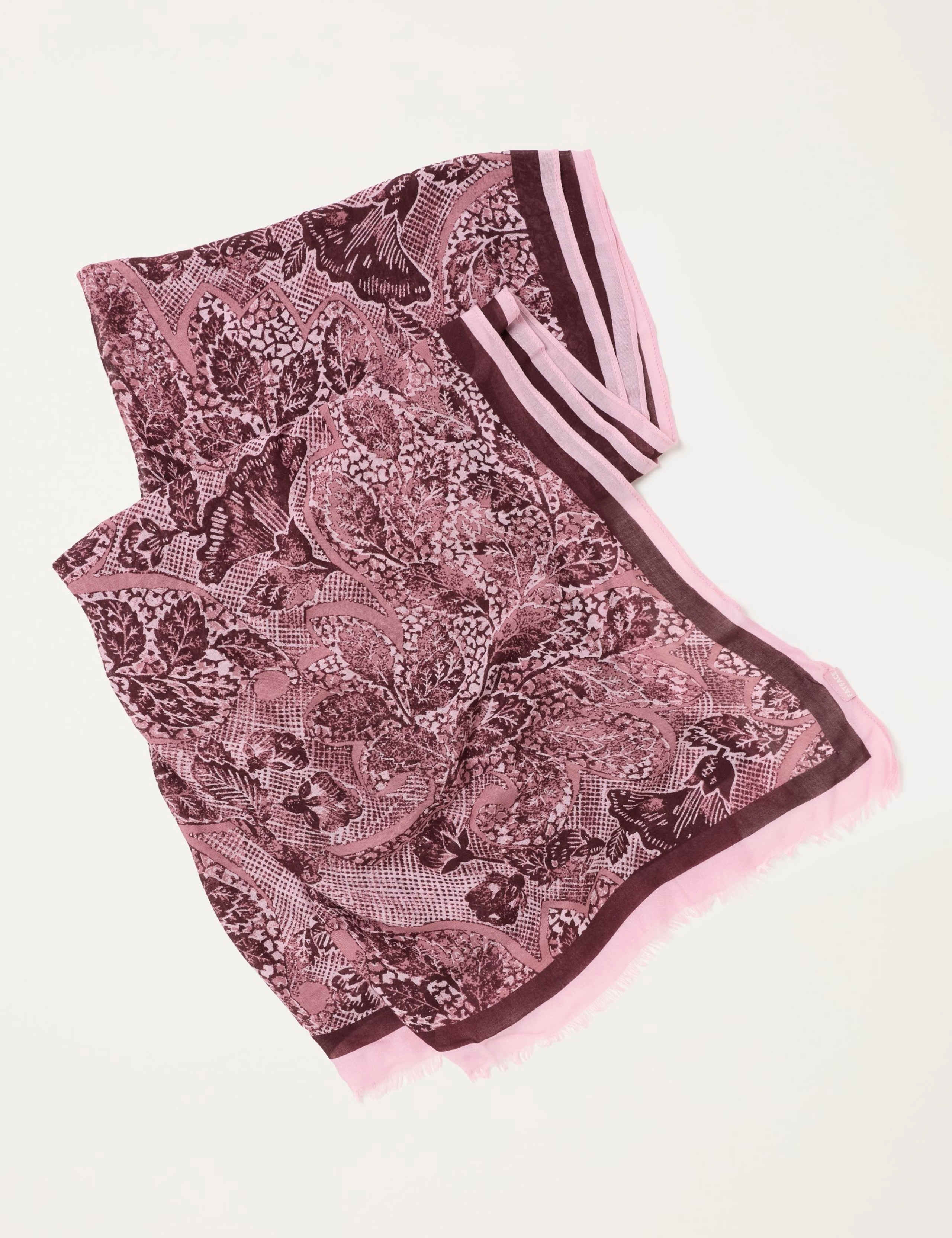 Leaf Print Fringed Scarf 2 of 3