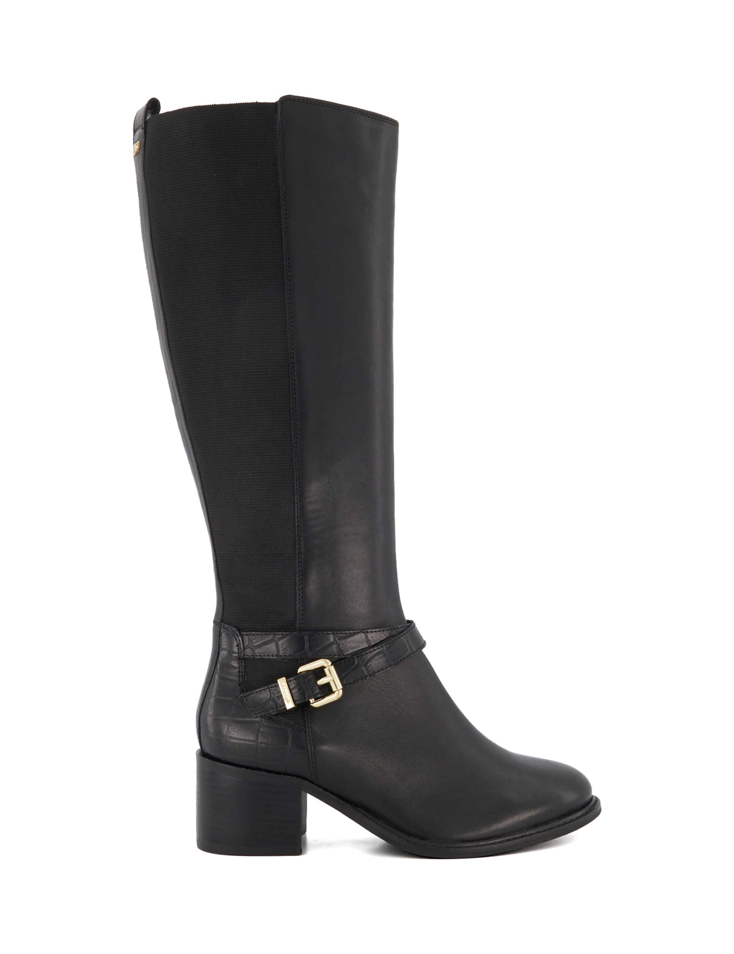 Wide Fit Leather Block Heel Knee High Boots 1 of 5