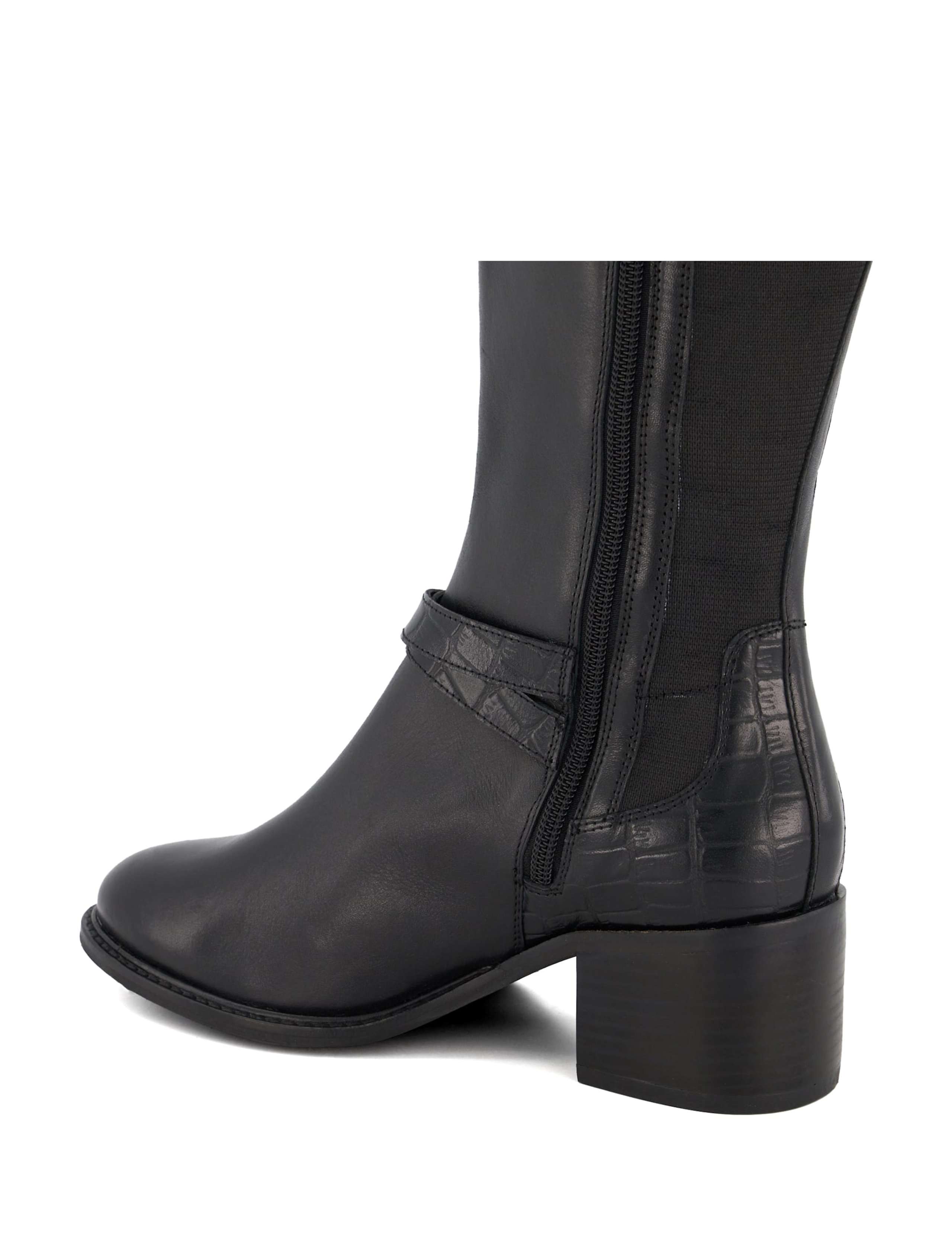 Wide Fit Leather Block Heel Knee High Boots 4 of 5