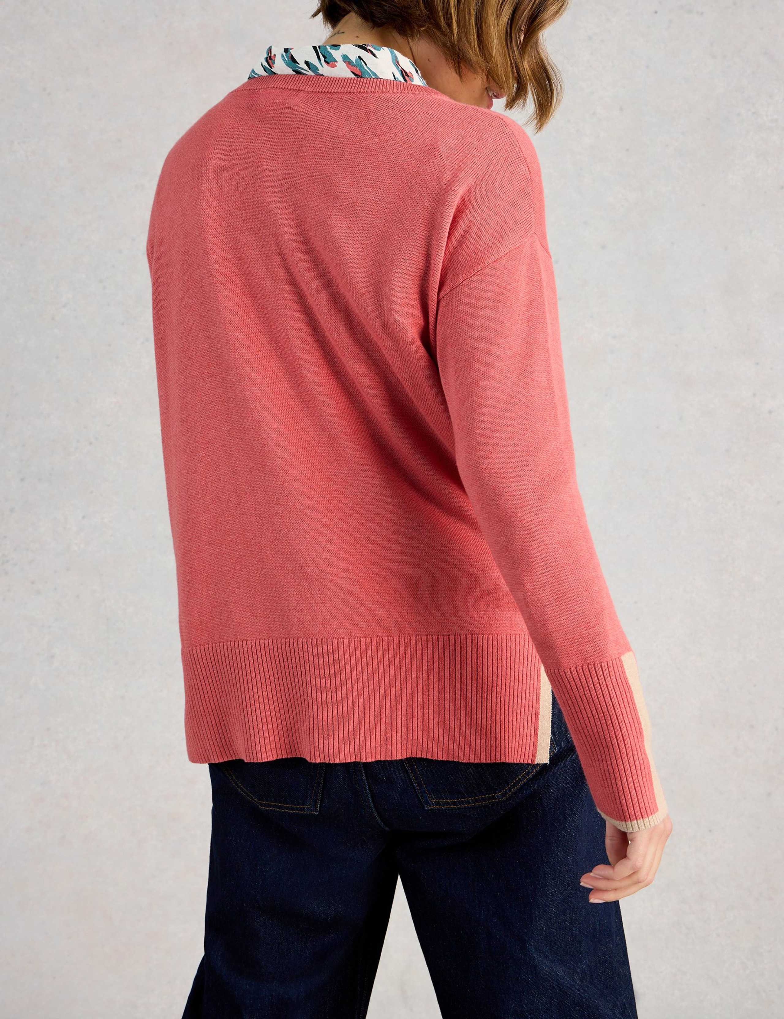 Cotton Rich Crew Neck Stepped Hem Jumper 4 of 6