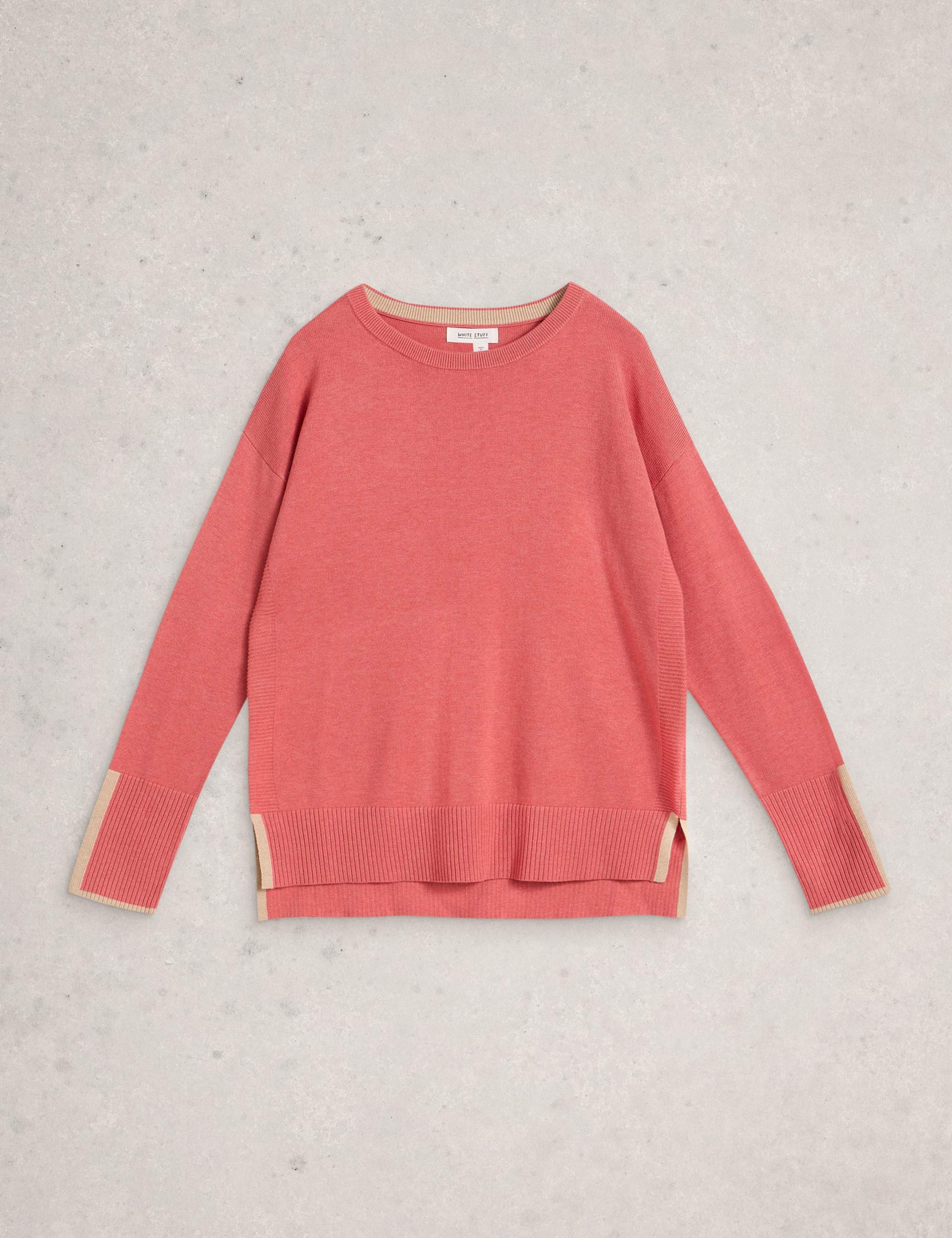 Cotton Rich Crew Neck Stepped Hem Jumper 2 of 6
