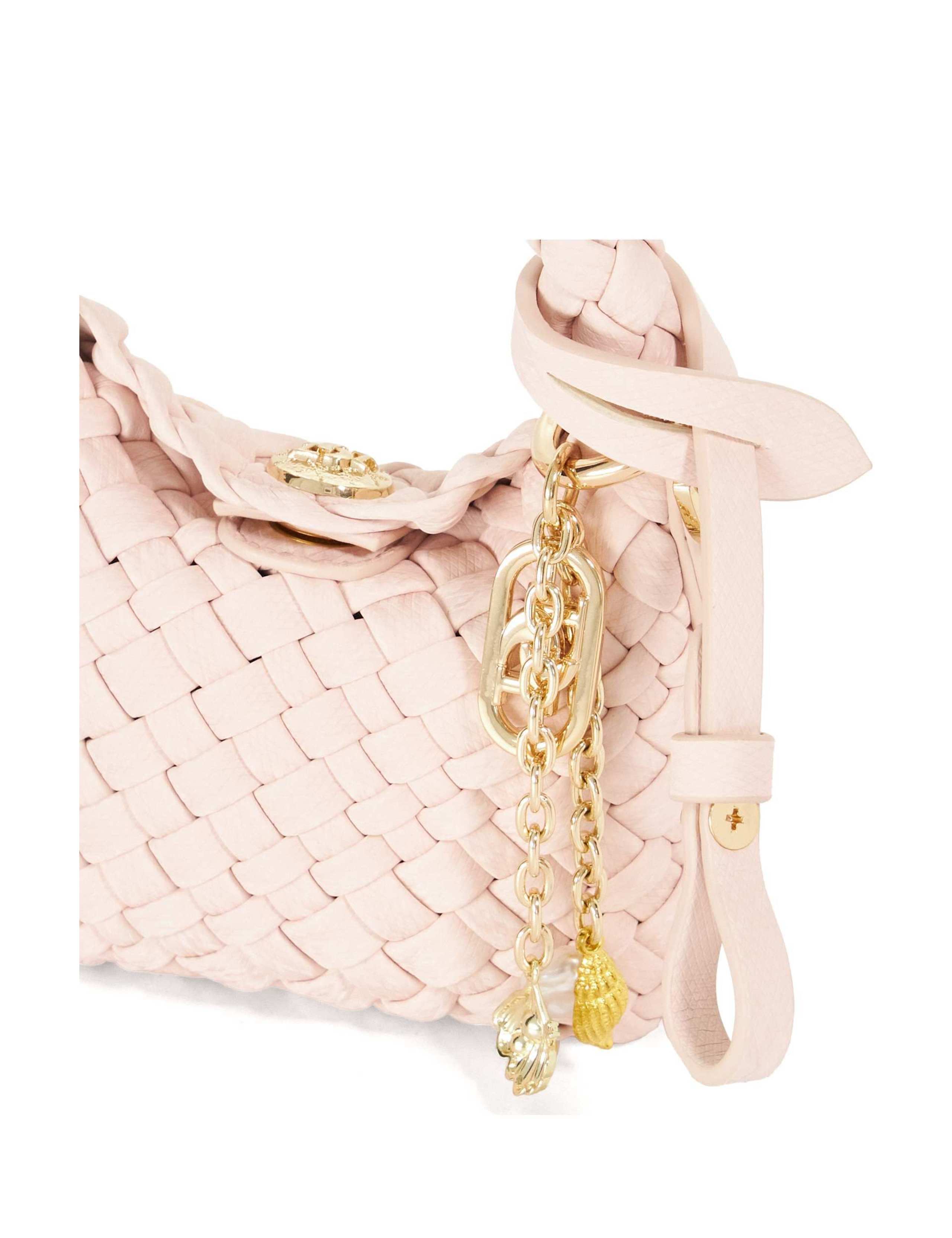 Faux Leather Woven Charm Grab Bag 3 of 6