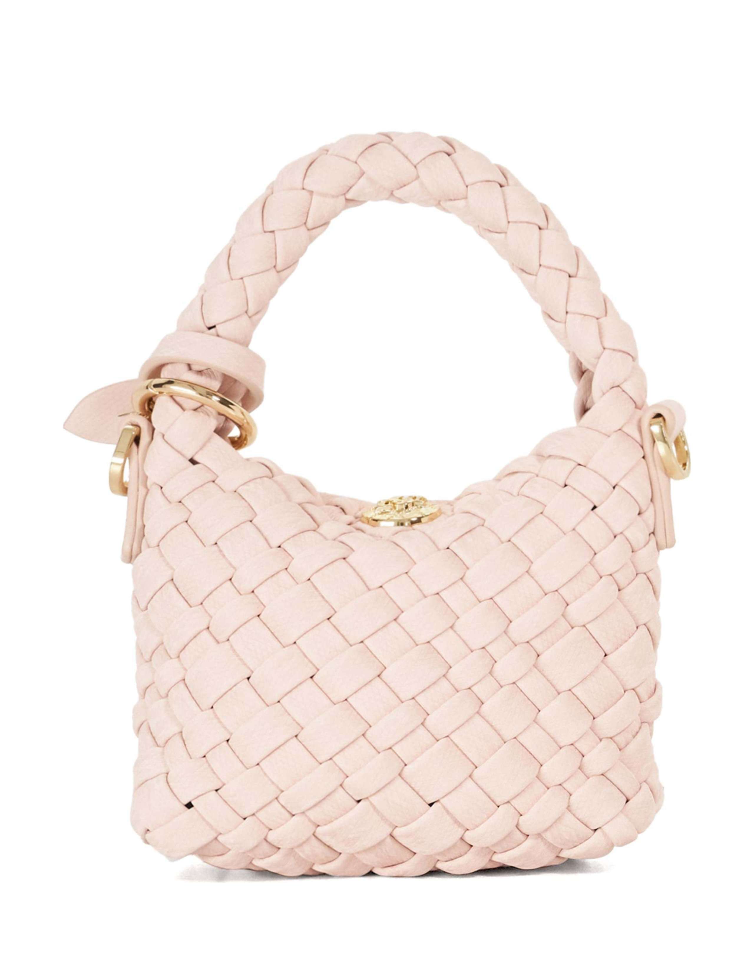 Faux Leather Woven Charm Grab Bag 4 of 6