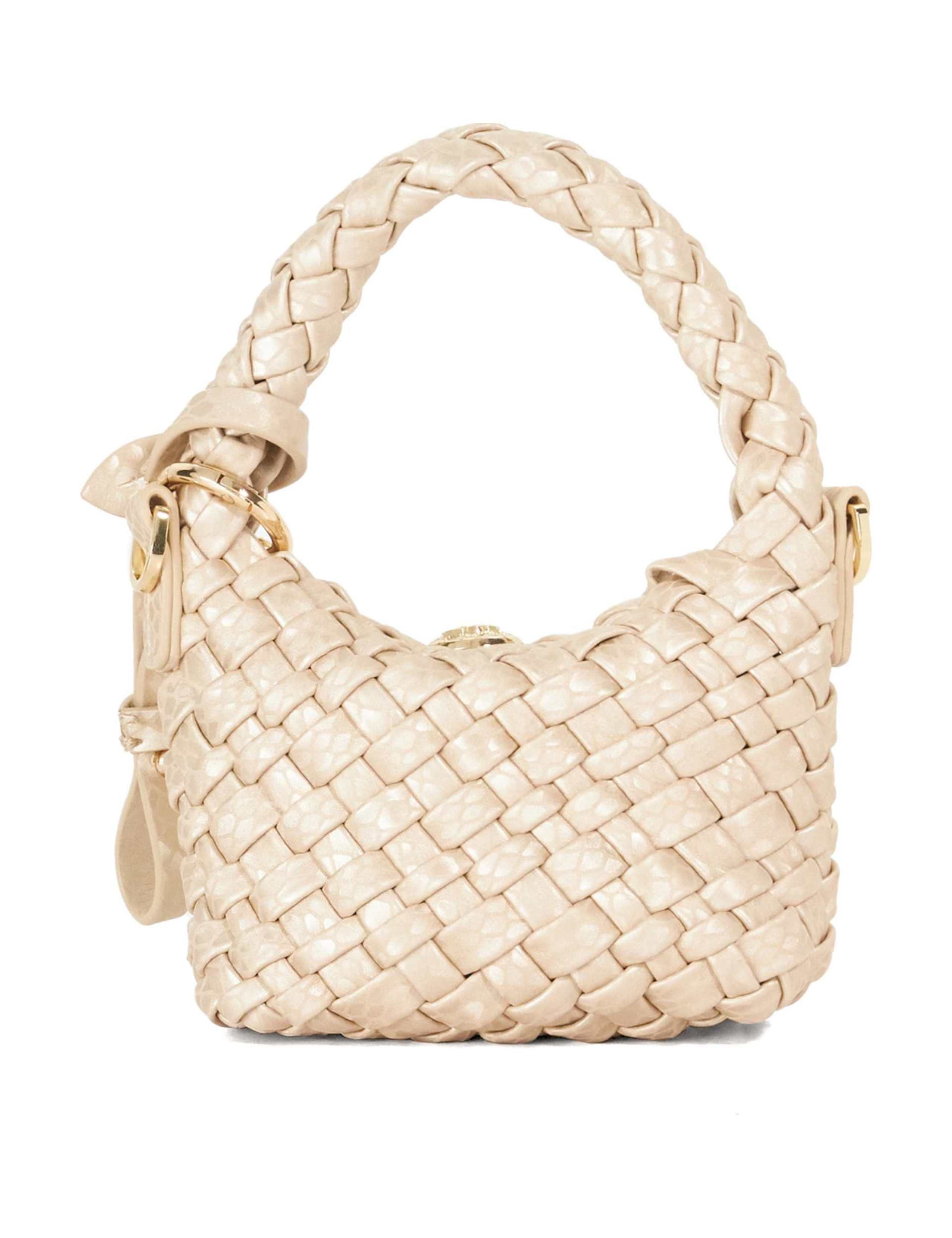 Faux Leather Woven Bag Charm 2 of 6