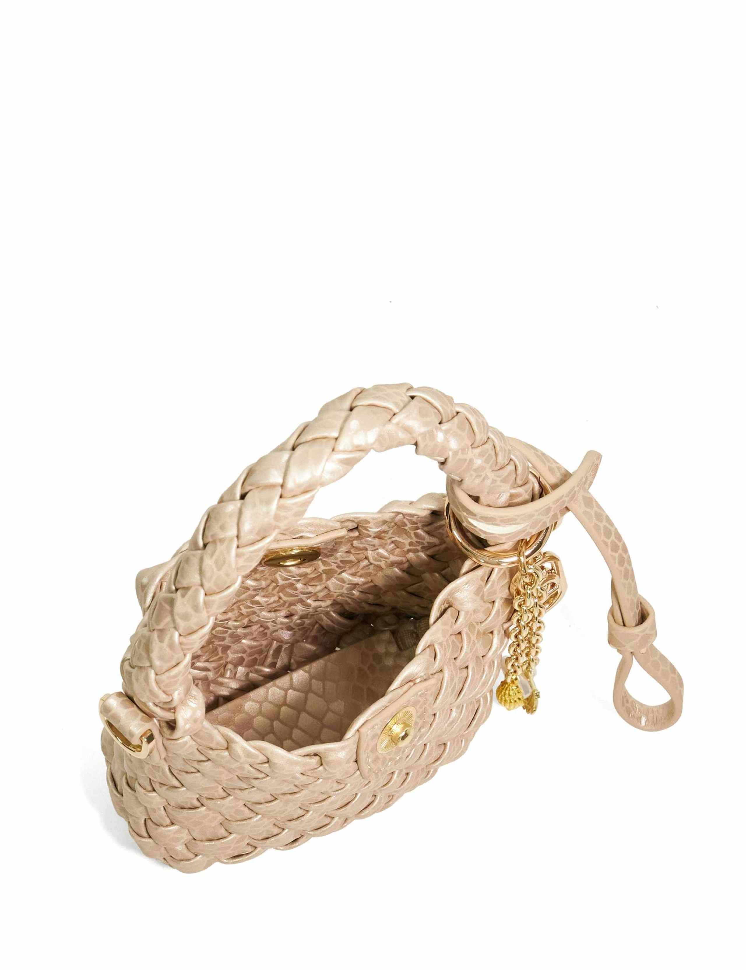 Faux Leather Woven Bag Charm 4 of 6