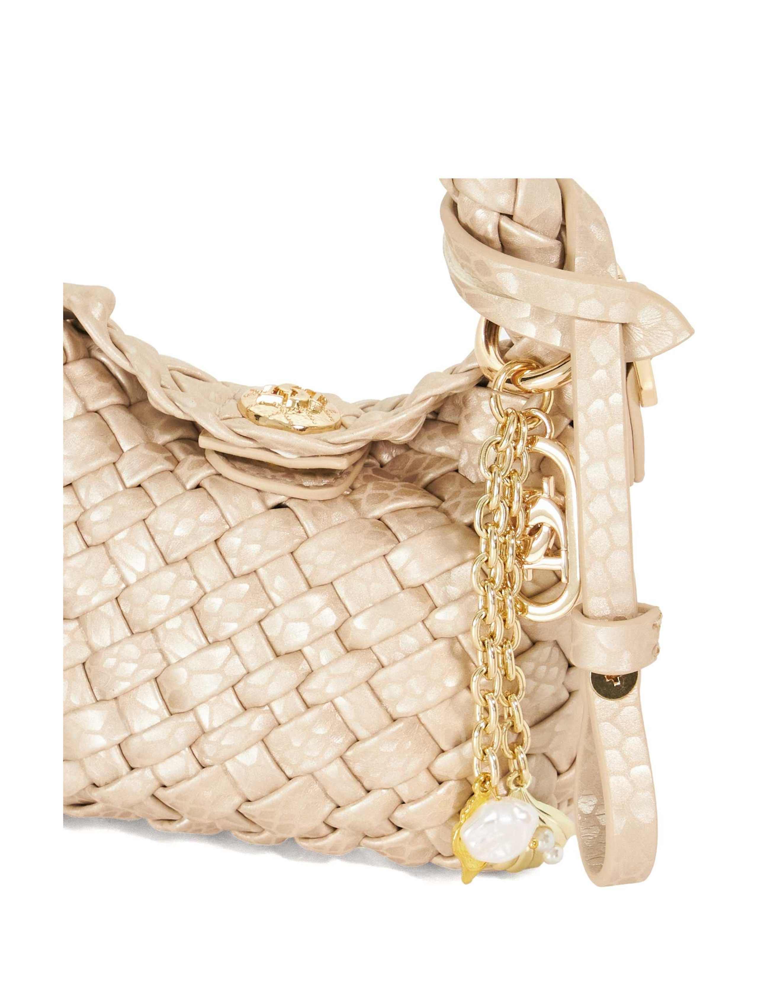 Faux Leather Woven Bag Charm 5 of 6