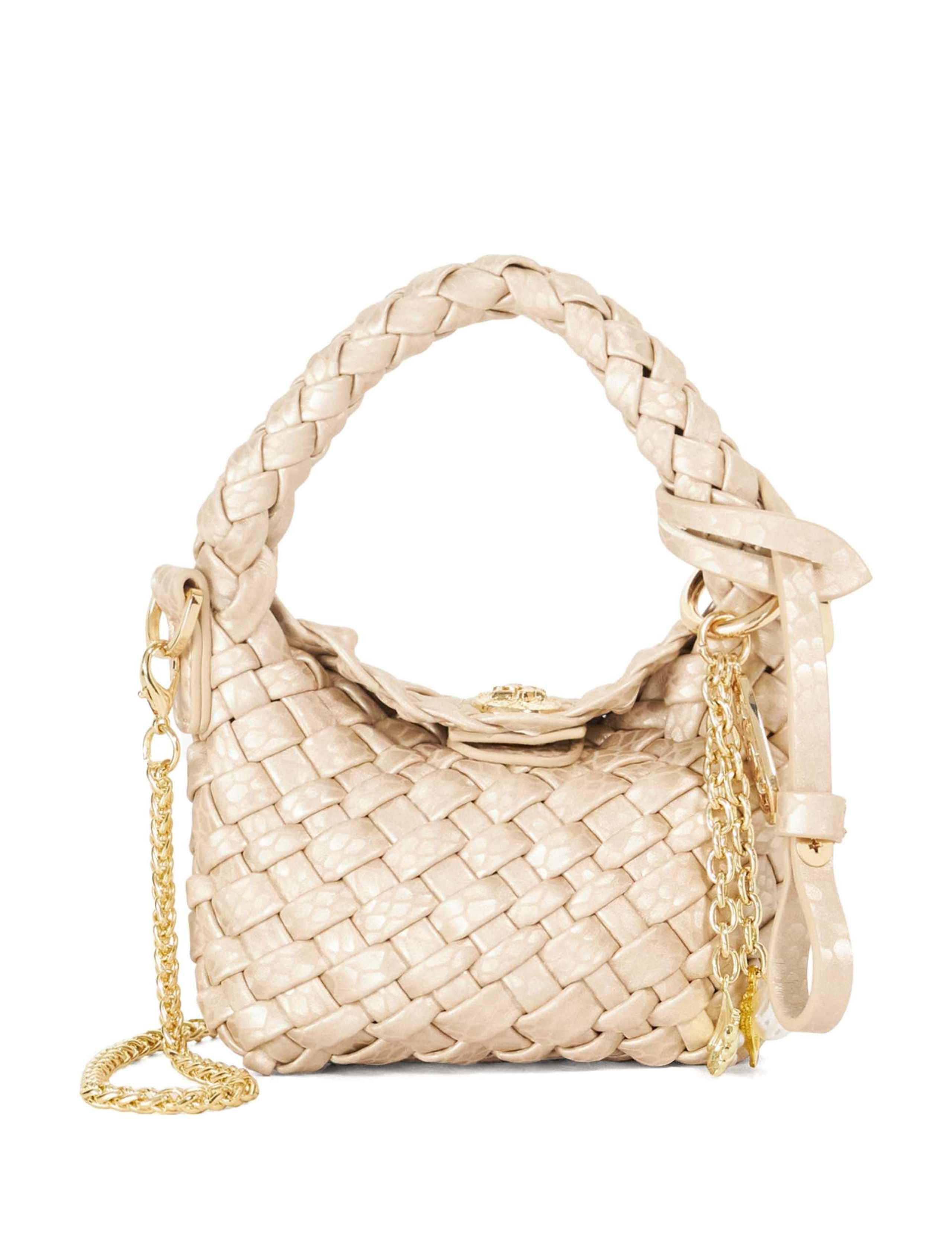 Faux Leather Woven Bag Charm 6 of 6