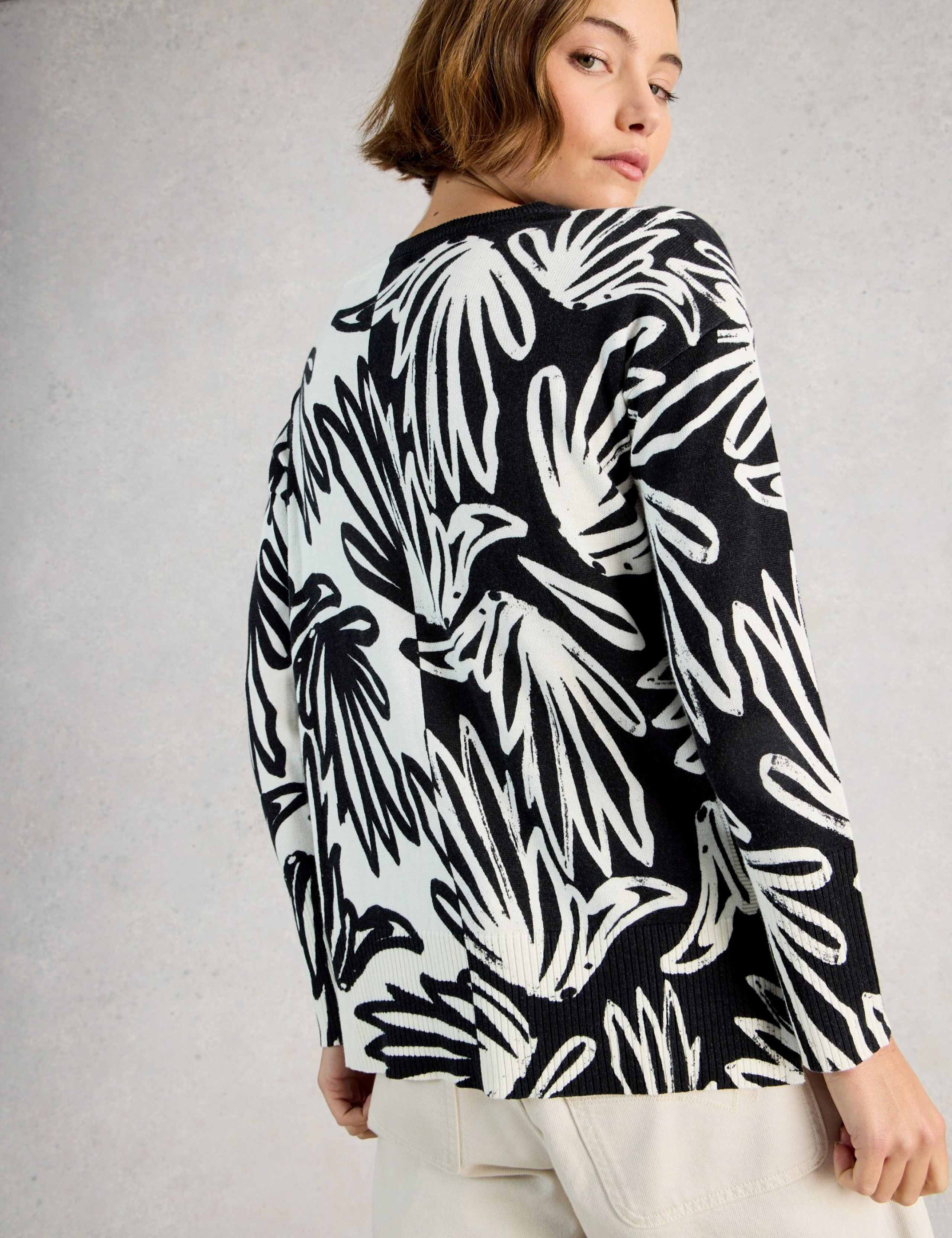 Cotton Rich Printed Crew Neck Jumper 3 of 6