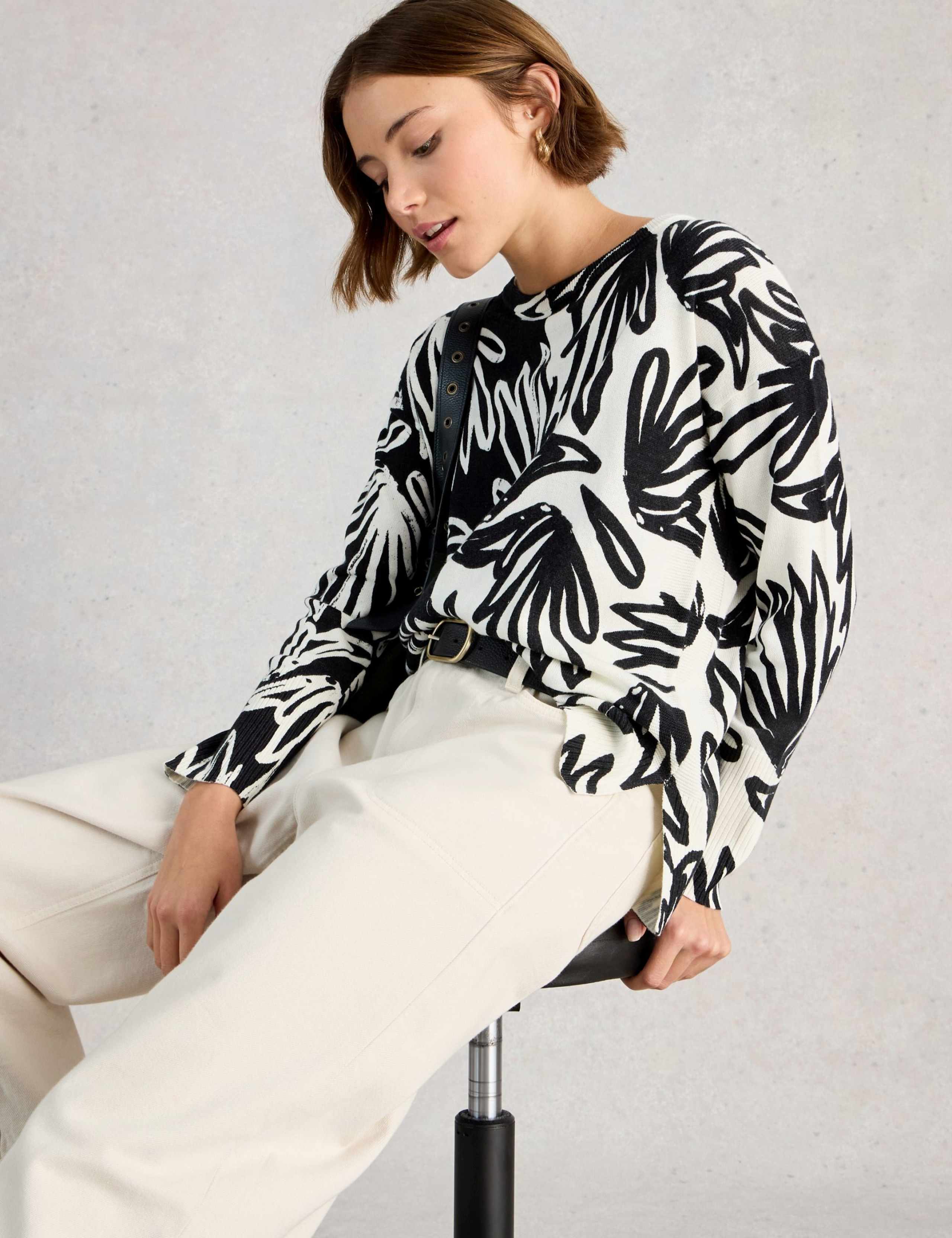 Cotton Rich Printed Crew Neck Jumper 4 of 6