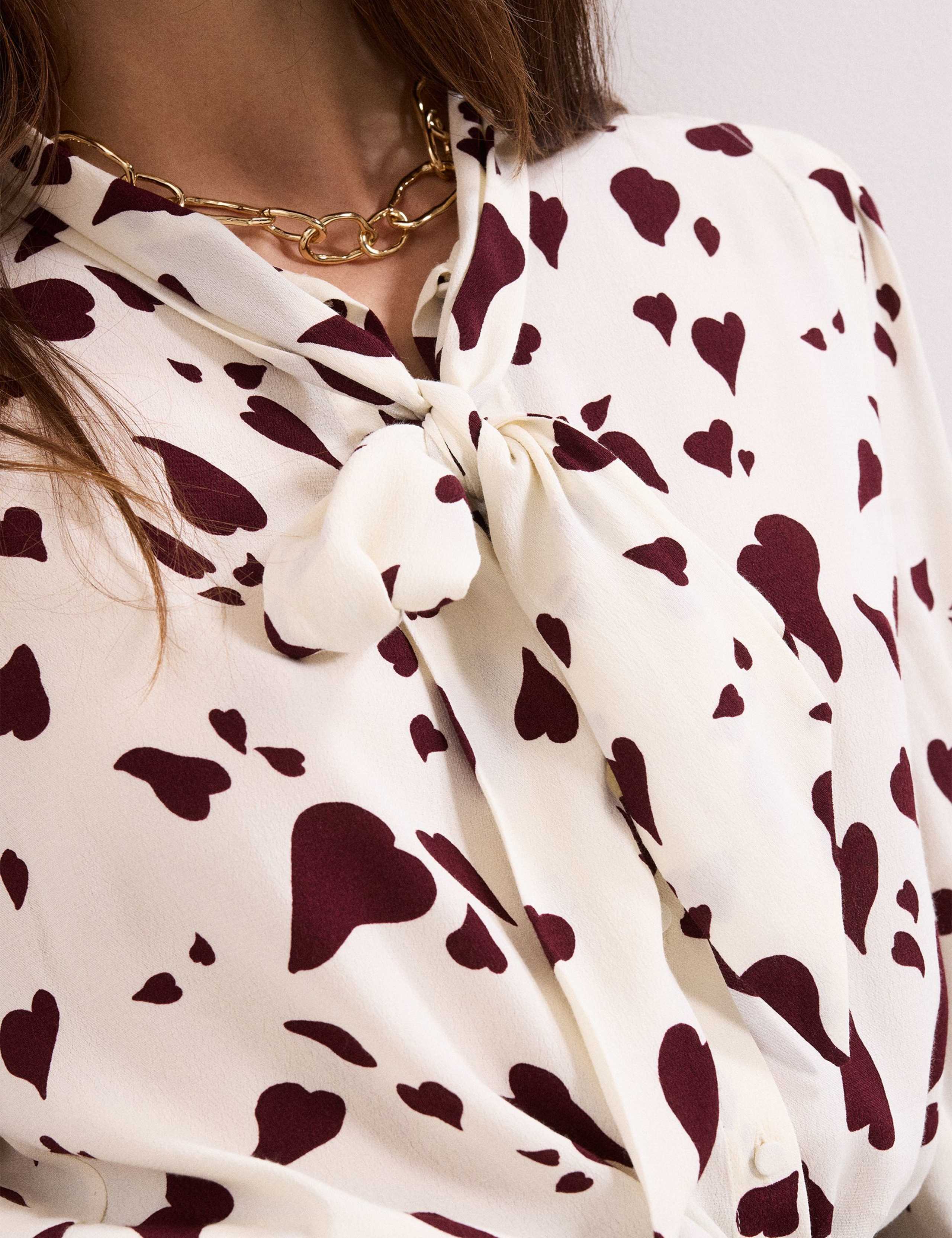 Heart Print Tie Neck Blouse 5 of 5