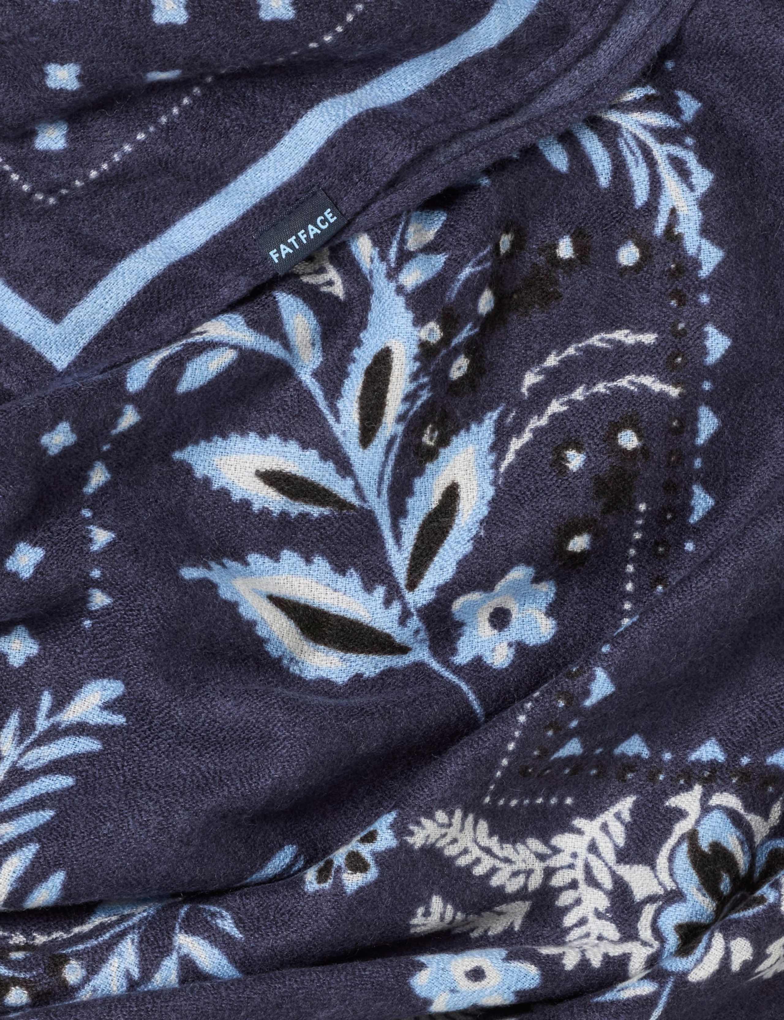 Woven Floral Square Scarf with Wool 3 of 3