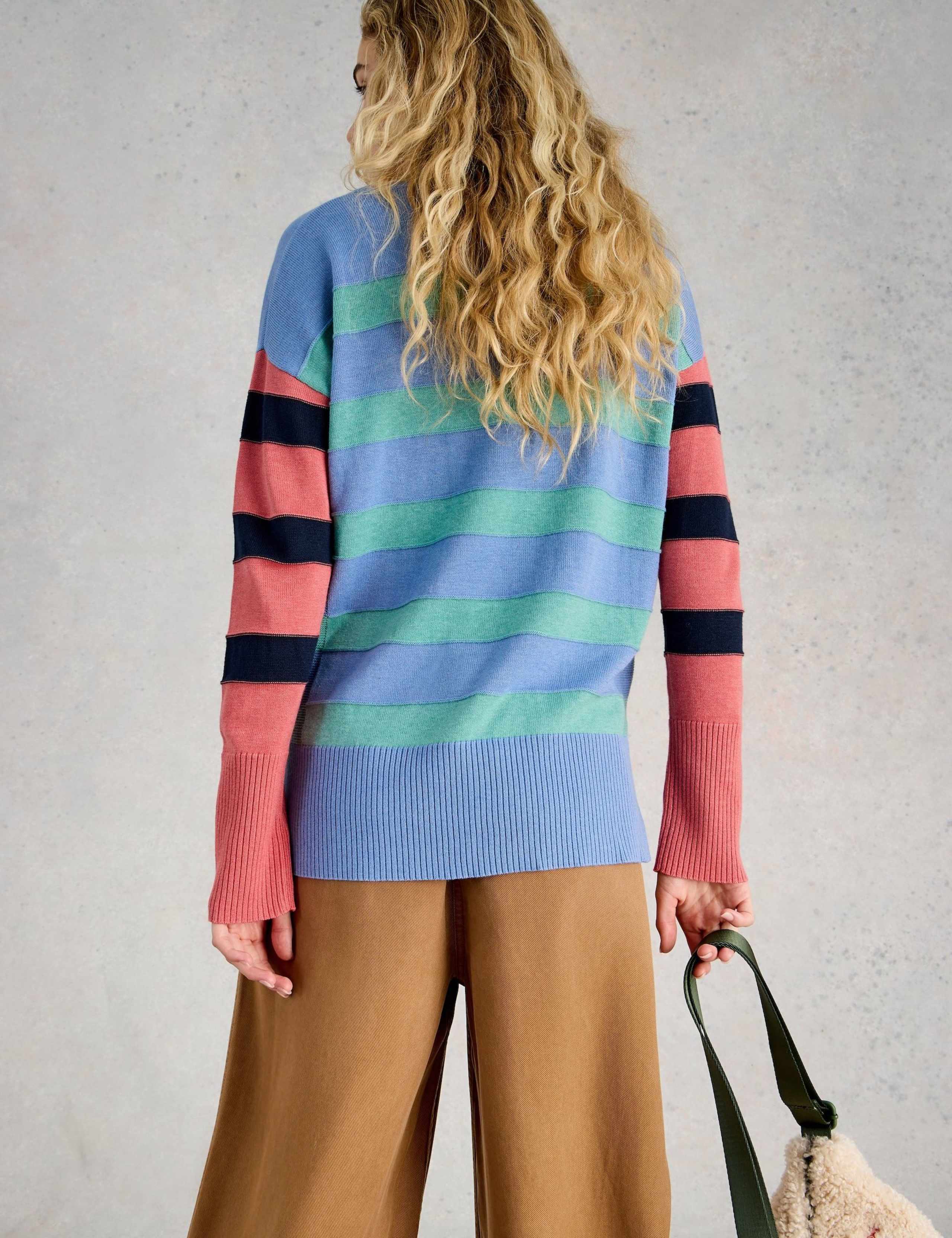Cotton Rich Colour Block Striped Jumper 3 of 6
