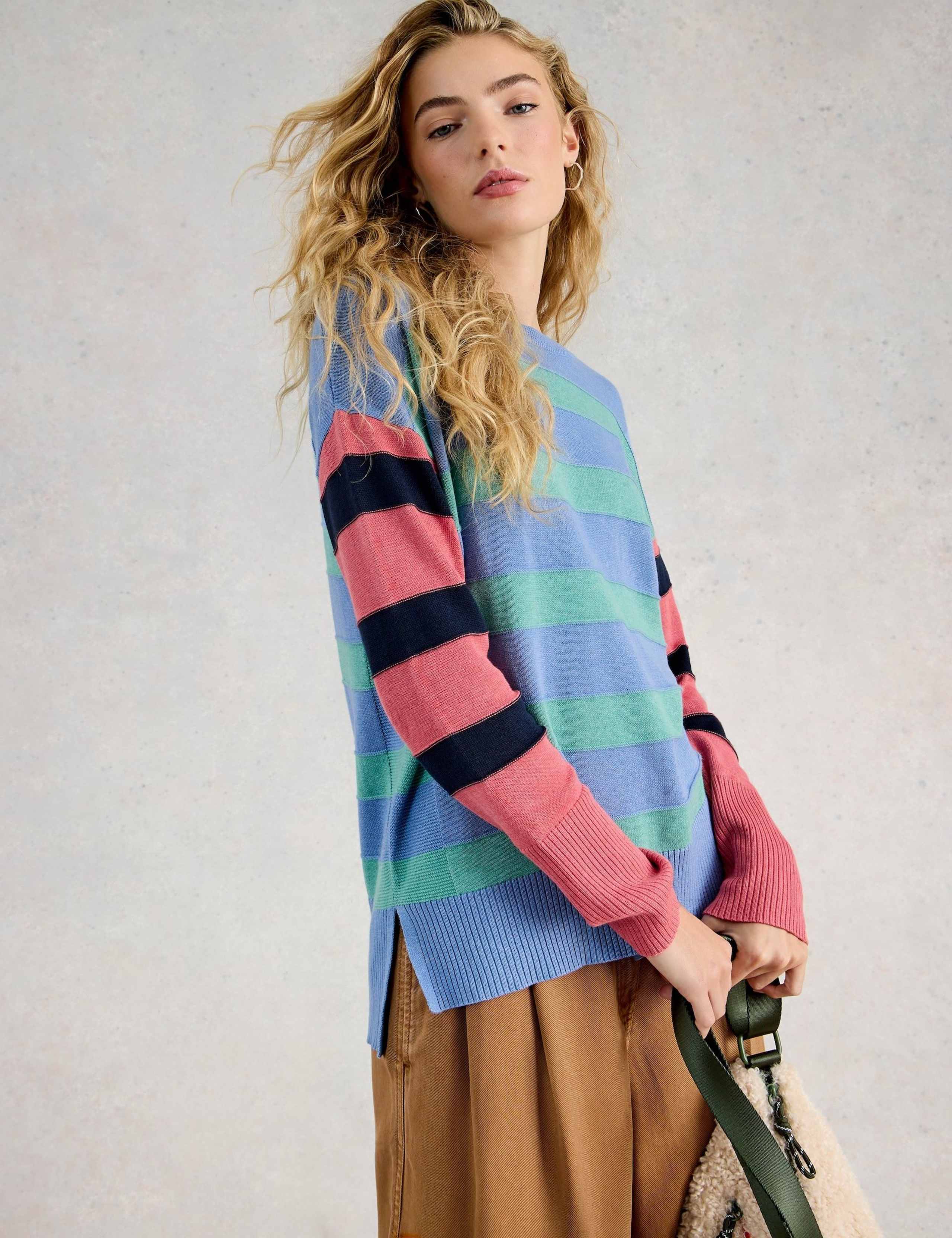 Cotton Rich Colour Block Striped Jumper 6 of 6