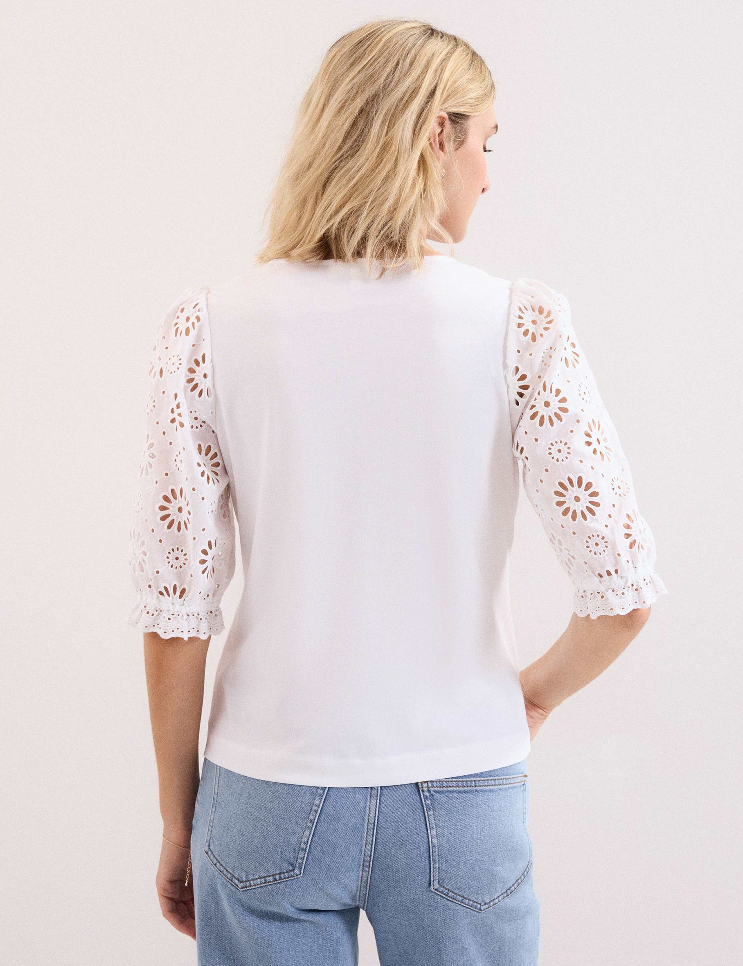Pure Cotton Broderie V-Neck Top 4 of 6