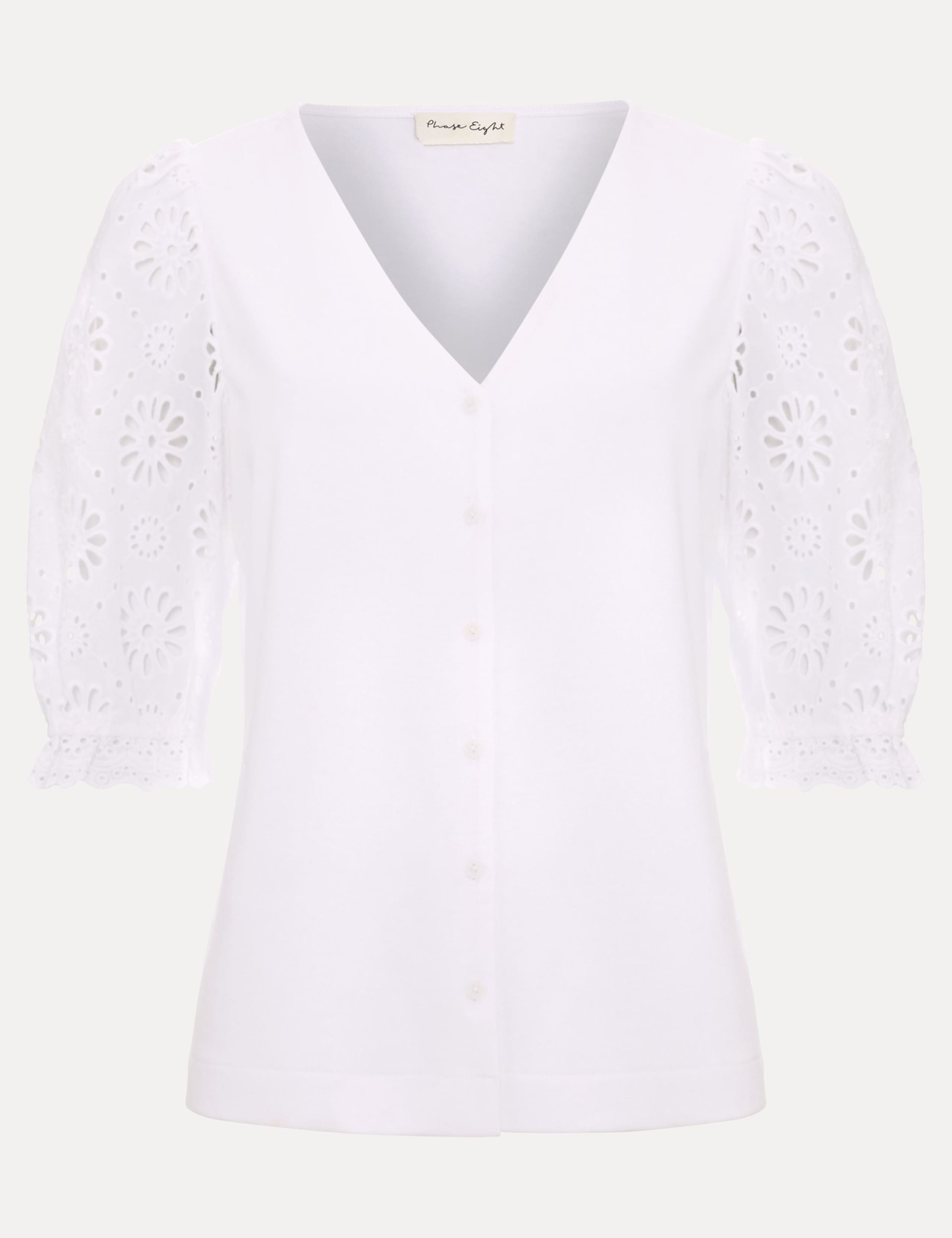 Pure Cotton Broderie V-Neck Top 2 of 6