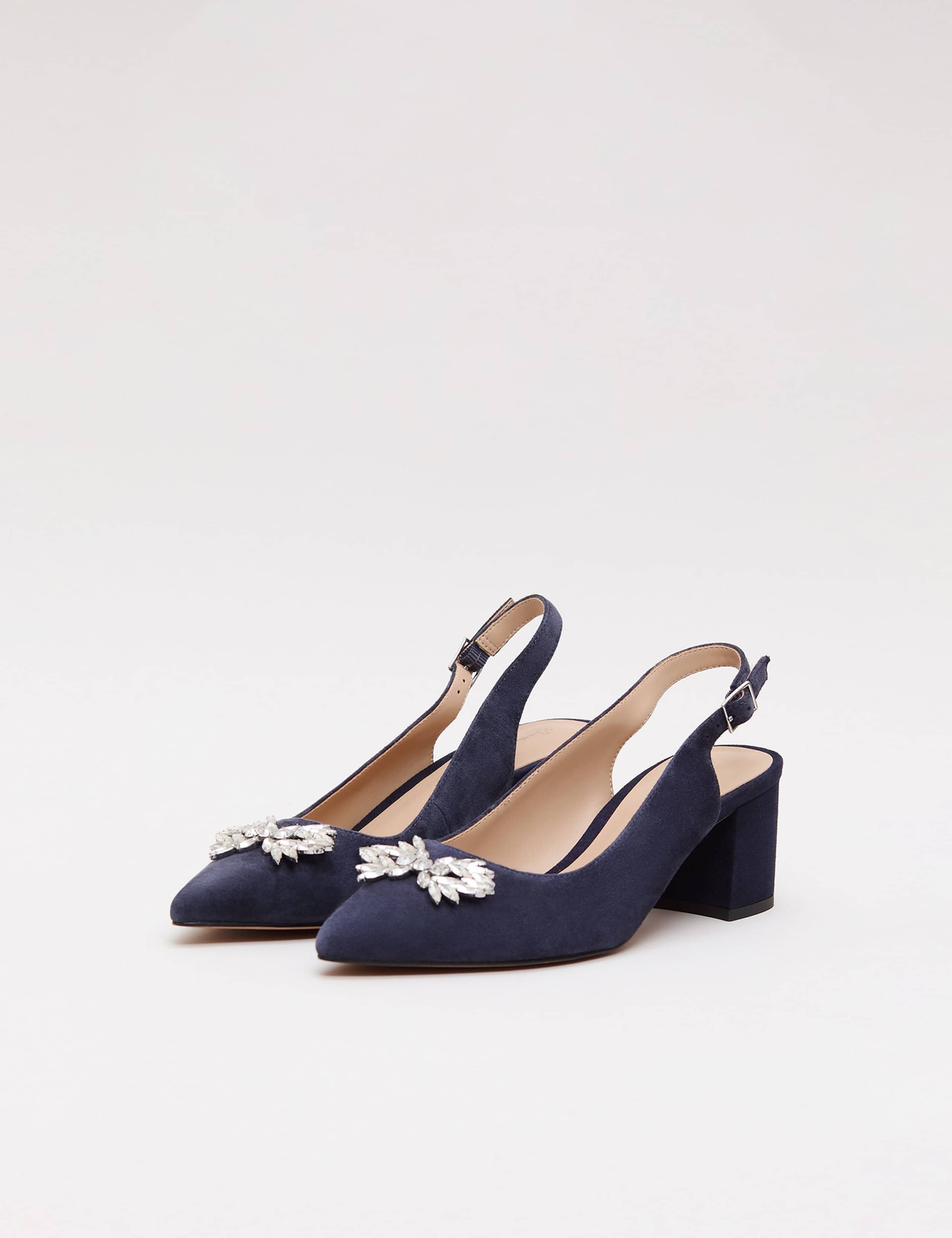 Suede Sparkle Block Heel Slingback Shoes 2 of 9