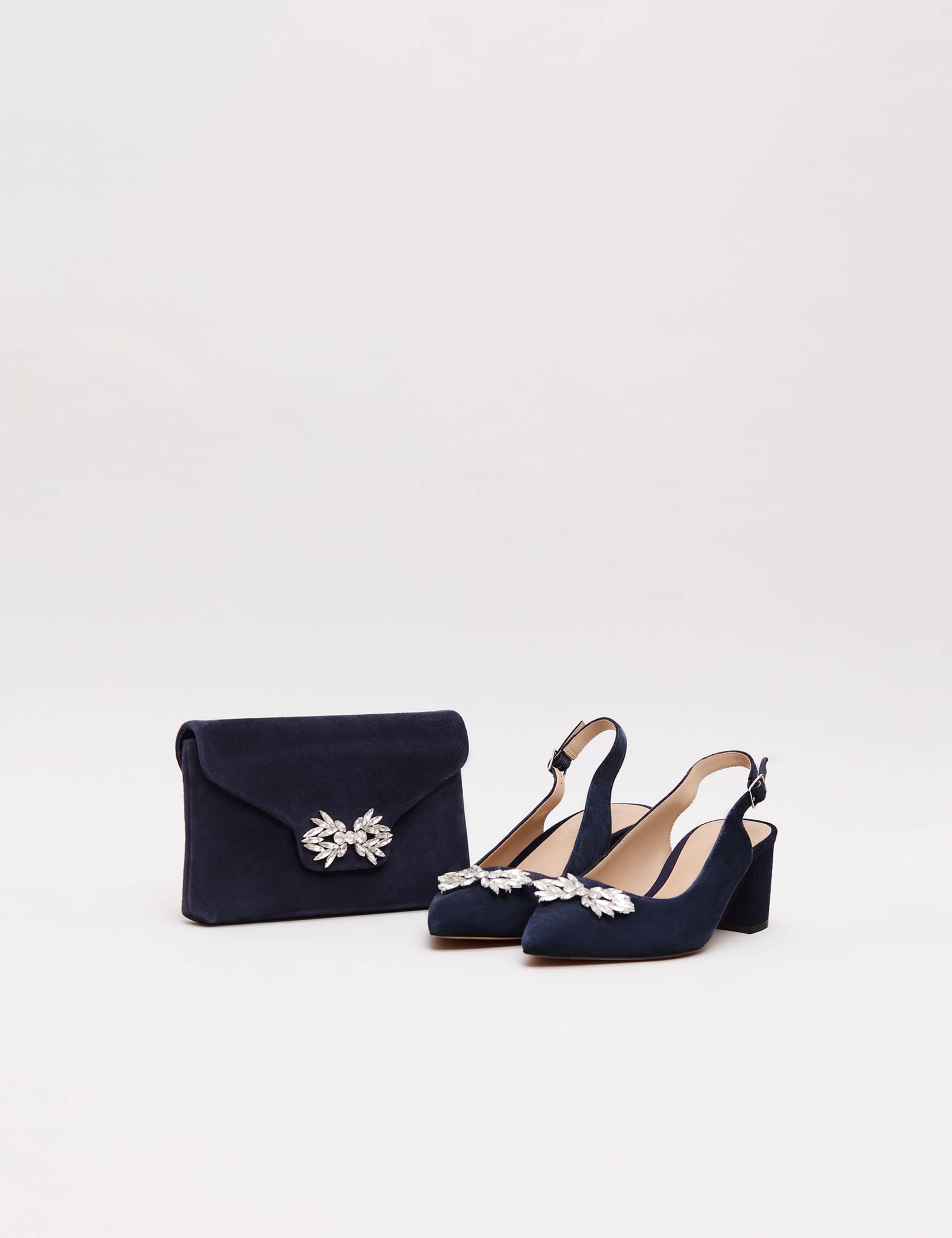 Suede Sparkle Block Heel Slingback Shoes 3 of 9
