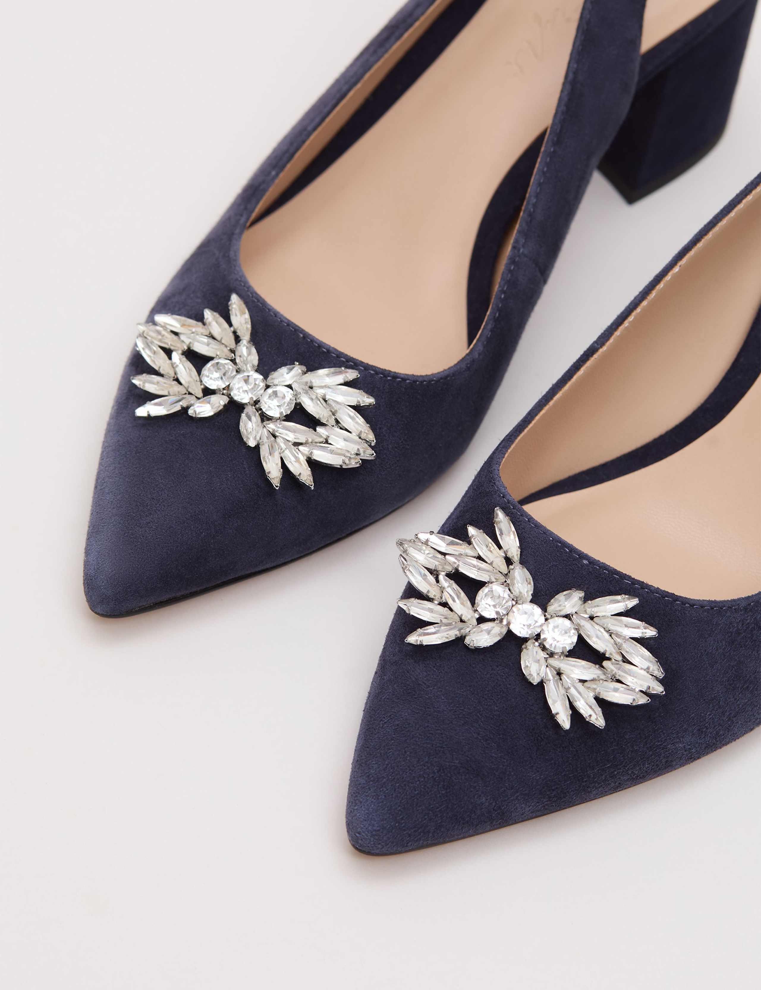 Suede Sparkle Block Heel Slingback Shoes 7 of 9