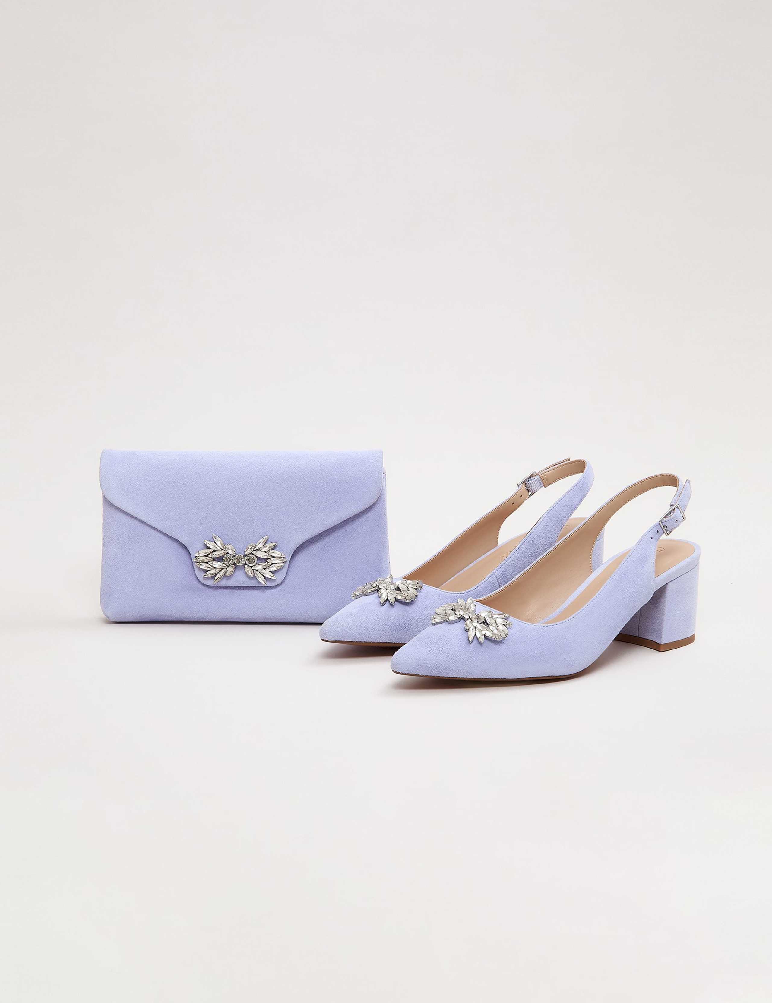 Suede Sparkle Block Heel Slingback Shoes 7 of 9