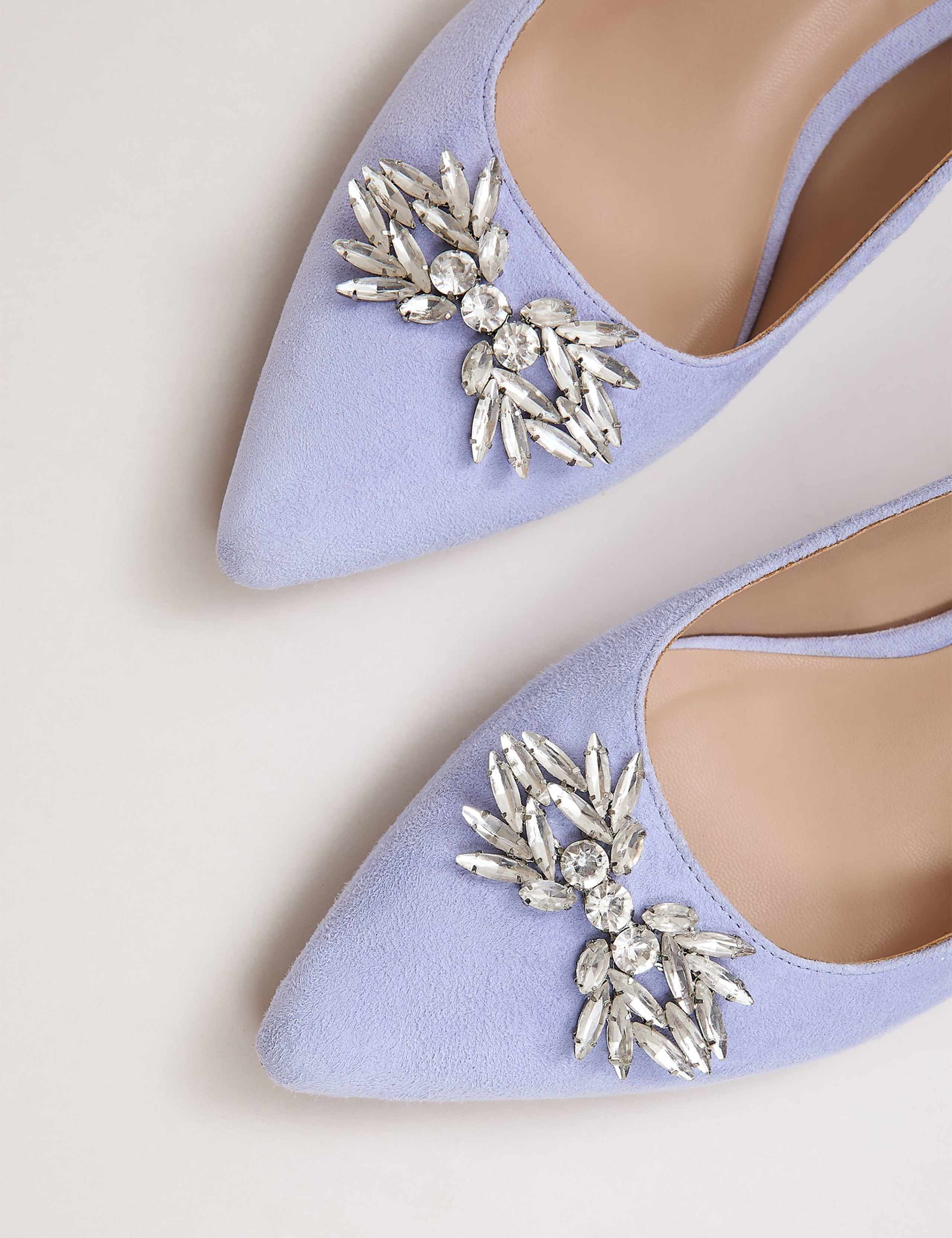 Suede Sparkle Block Heel Slingback Shoes 8 of 9