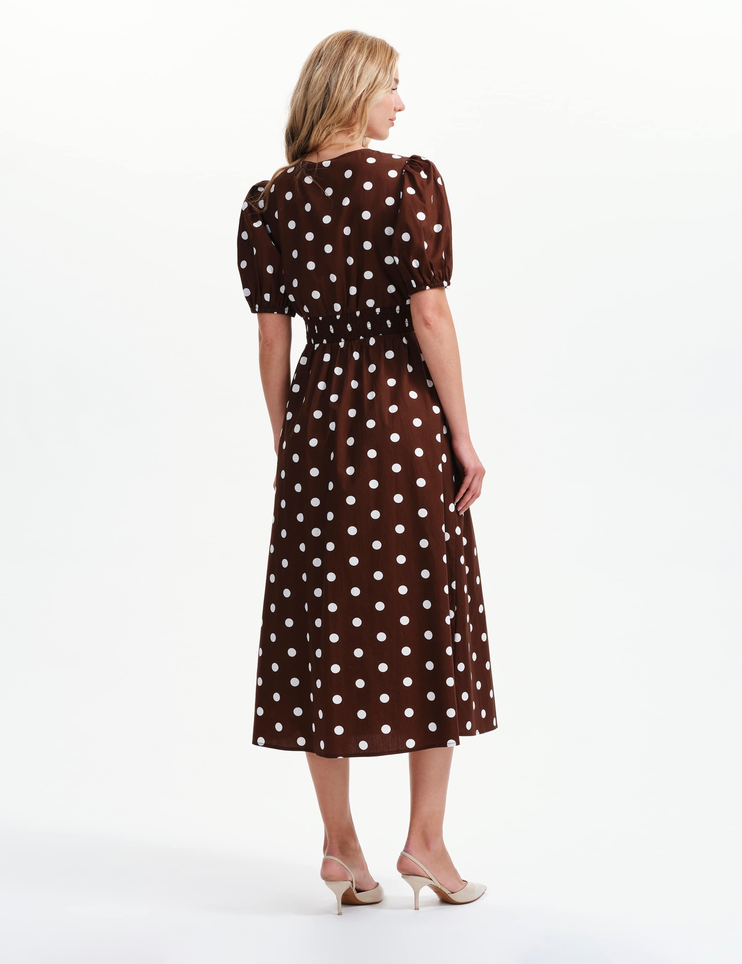 Pure Cotton Polka Dot V-Neck Midi Dress 5 of 8