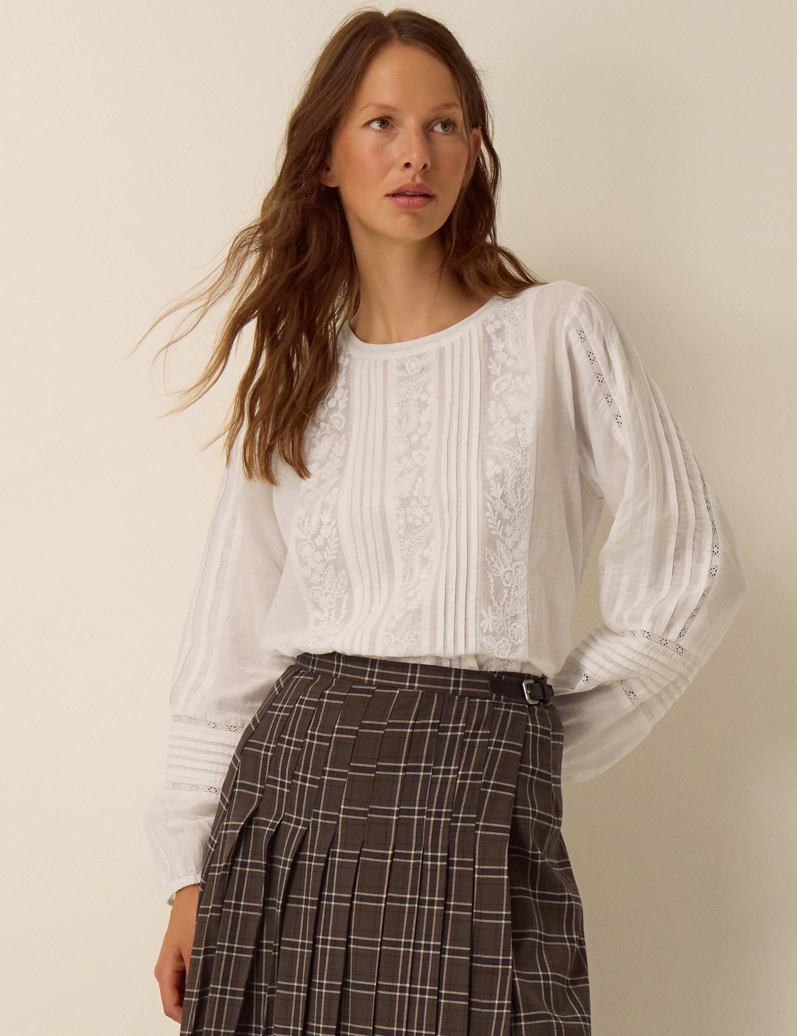 Printed Round Neck Cotton Blouse 1 of 5