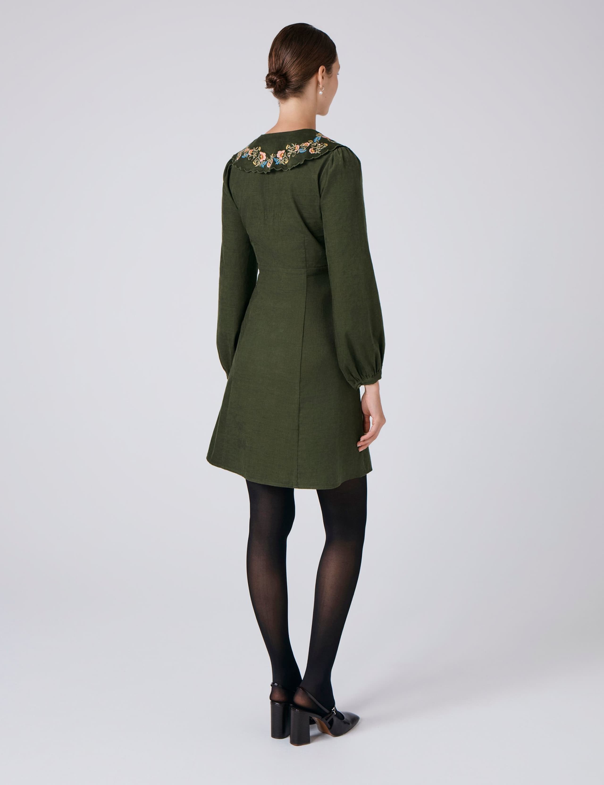 Cord Embroidered Collared Mini Shift Dress 3 of 5