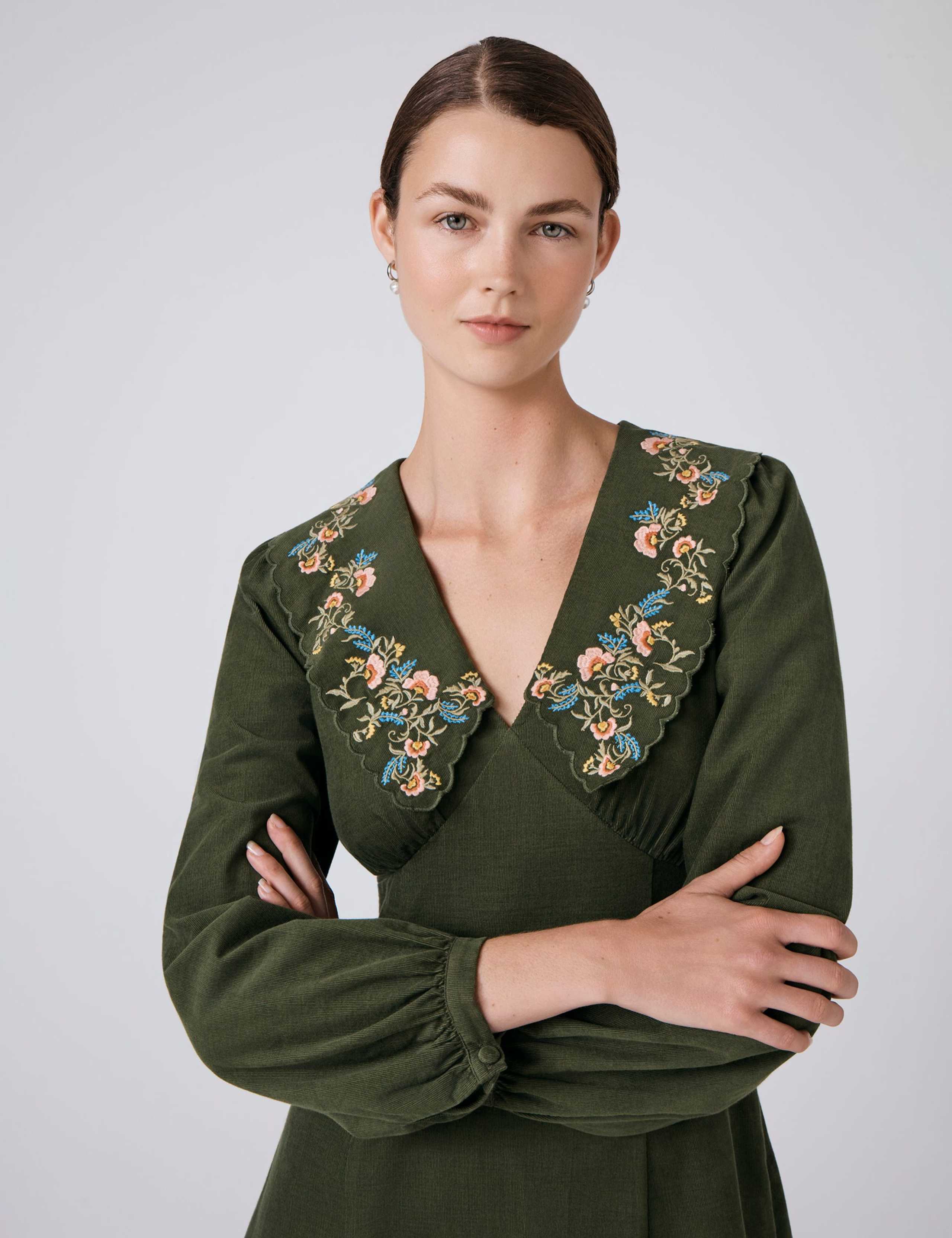 Cord Embroidered Collared Mini Shift Dress 4 of 5