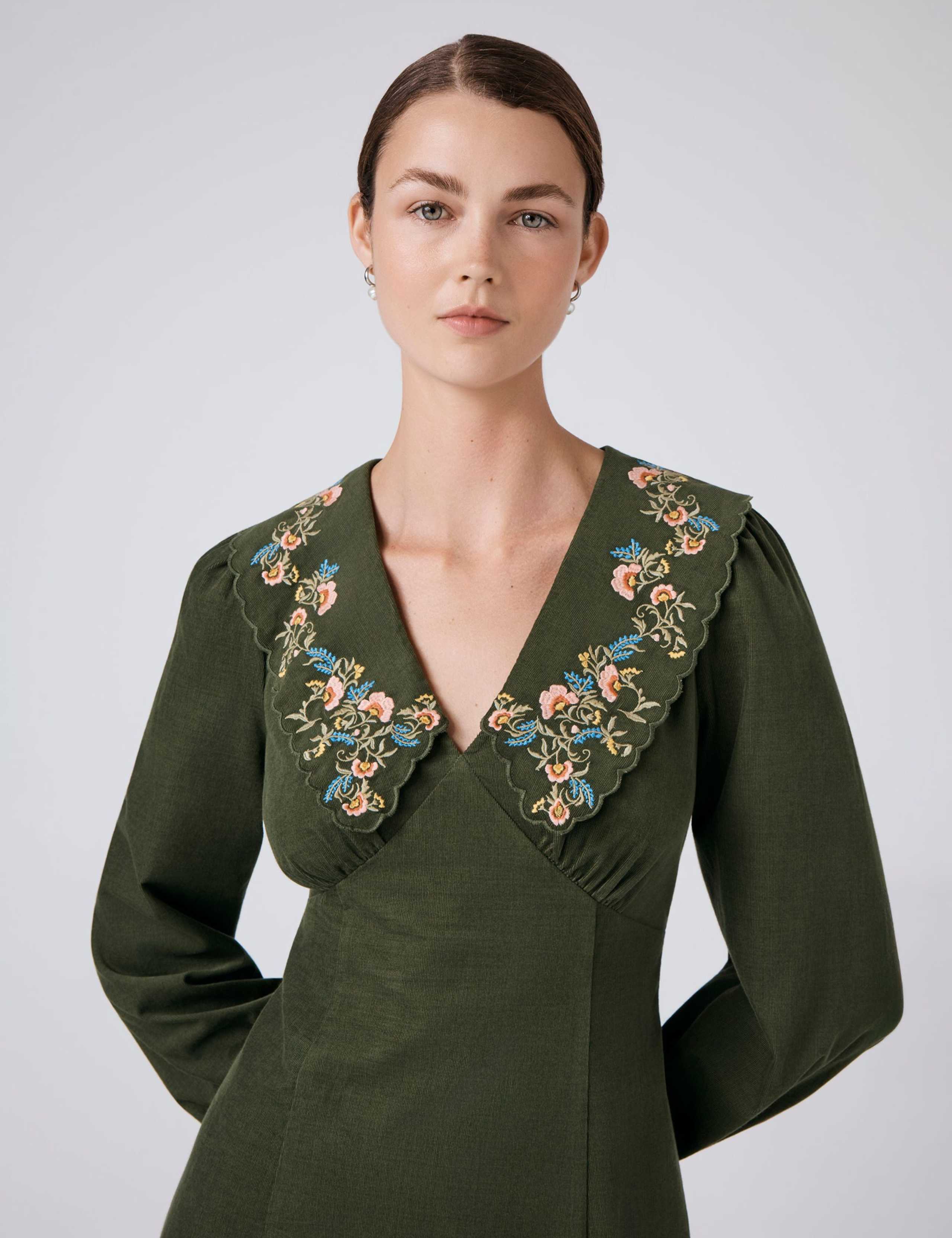 Cord Embroidered Collared Mini Shift Dress 5 of 5