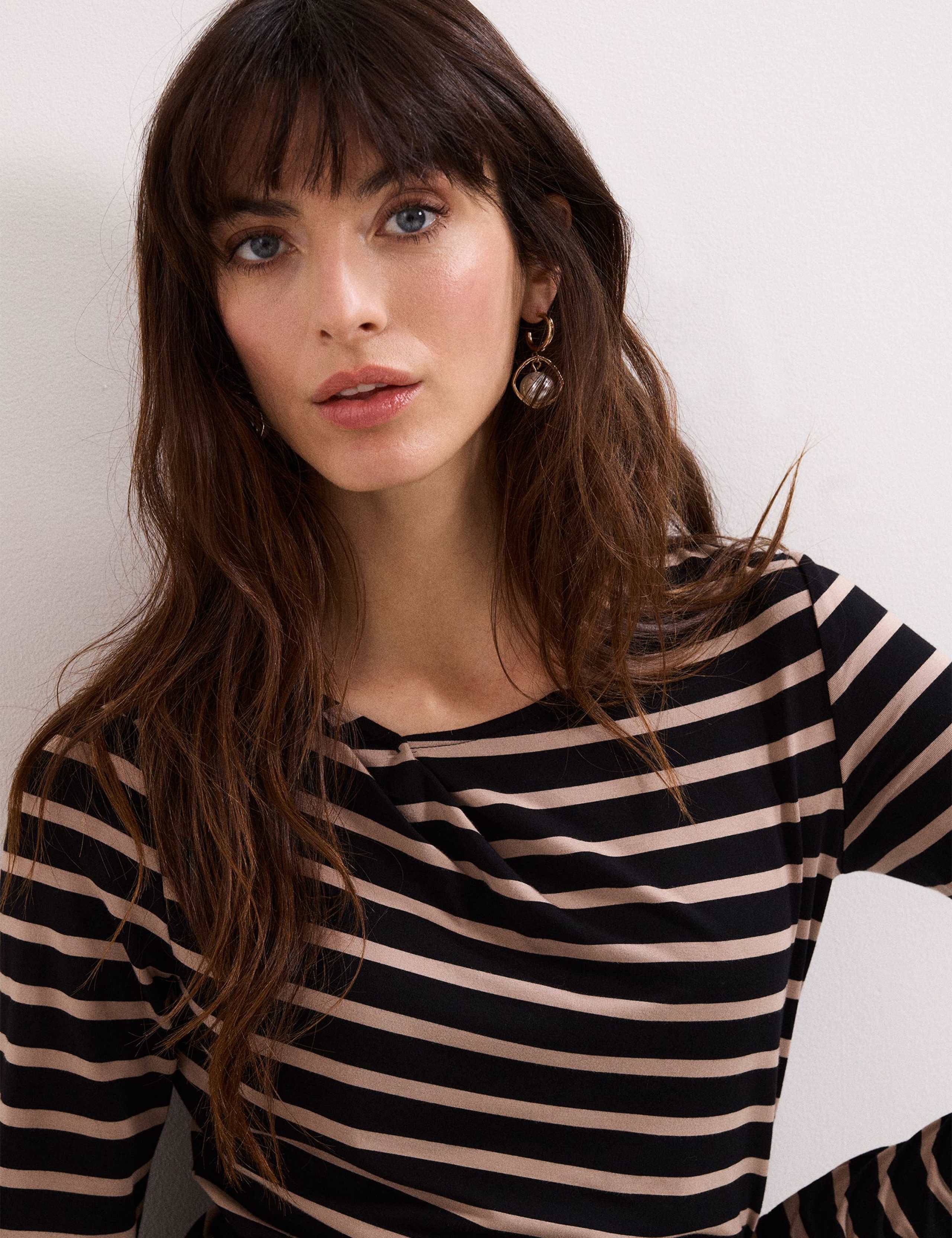 Draped Striped Slash Neck Top 5 of 6