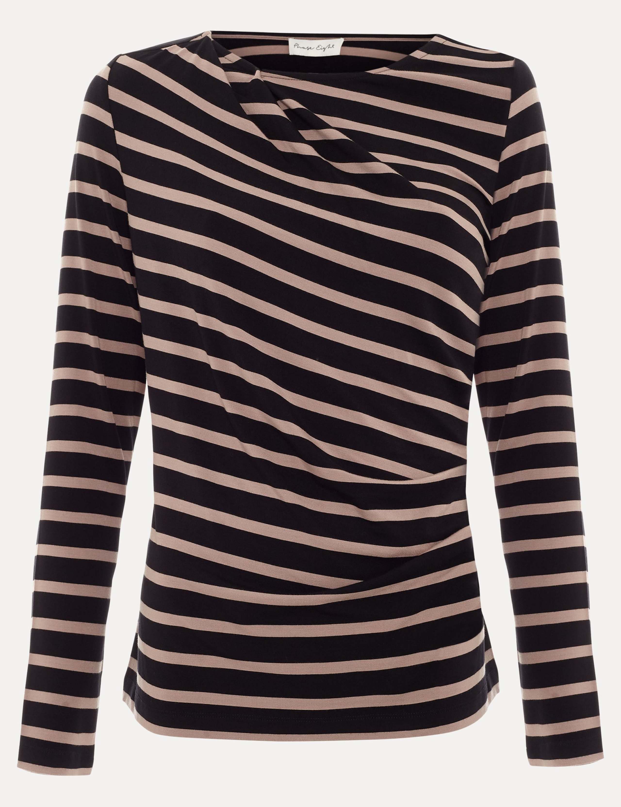 Draped Striped Slash Neck Top 2 of 6