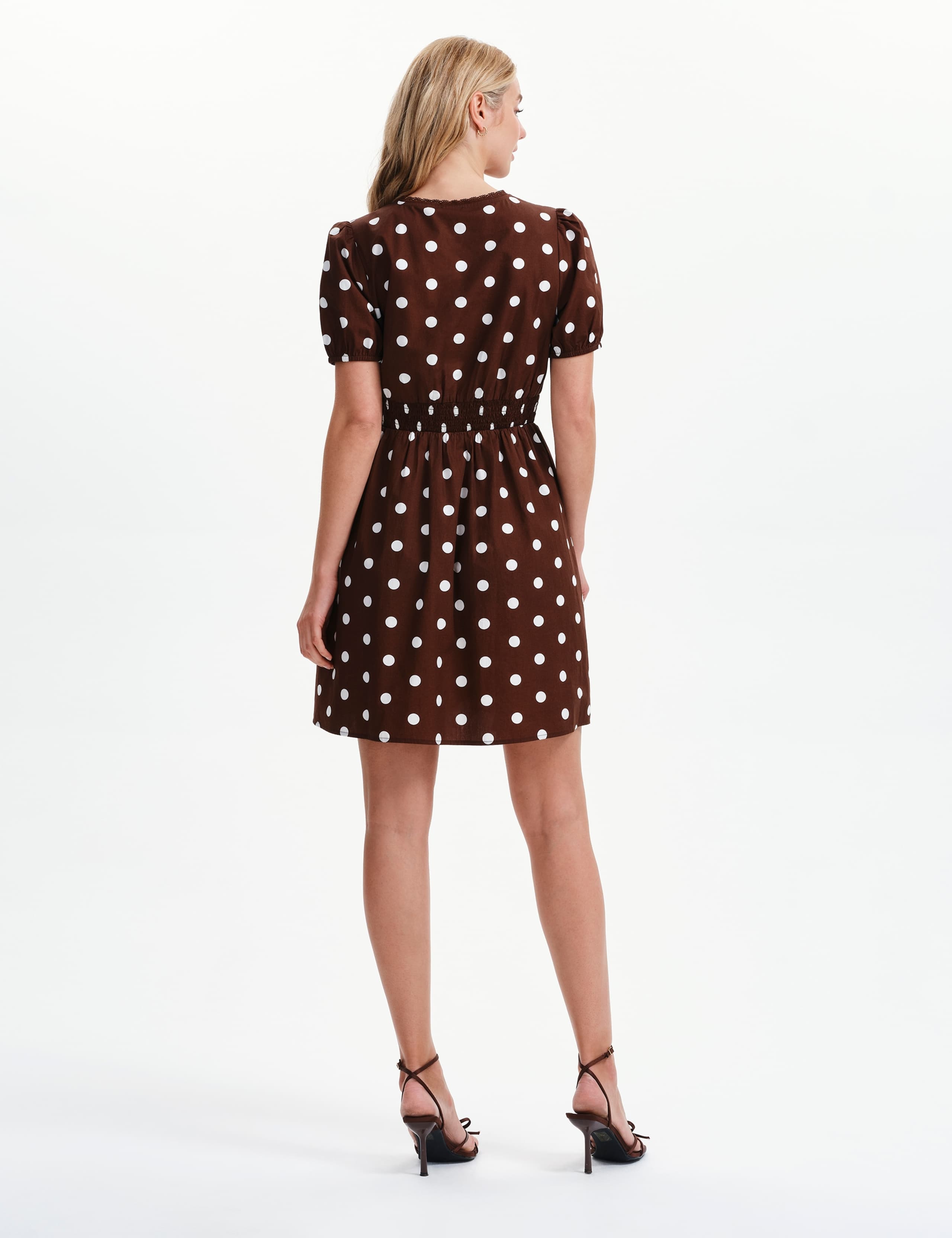Pure Cotton Polka Dot V-Neck Mini Dress 4 of 8