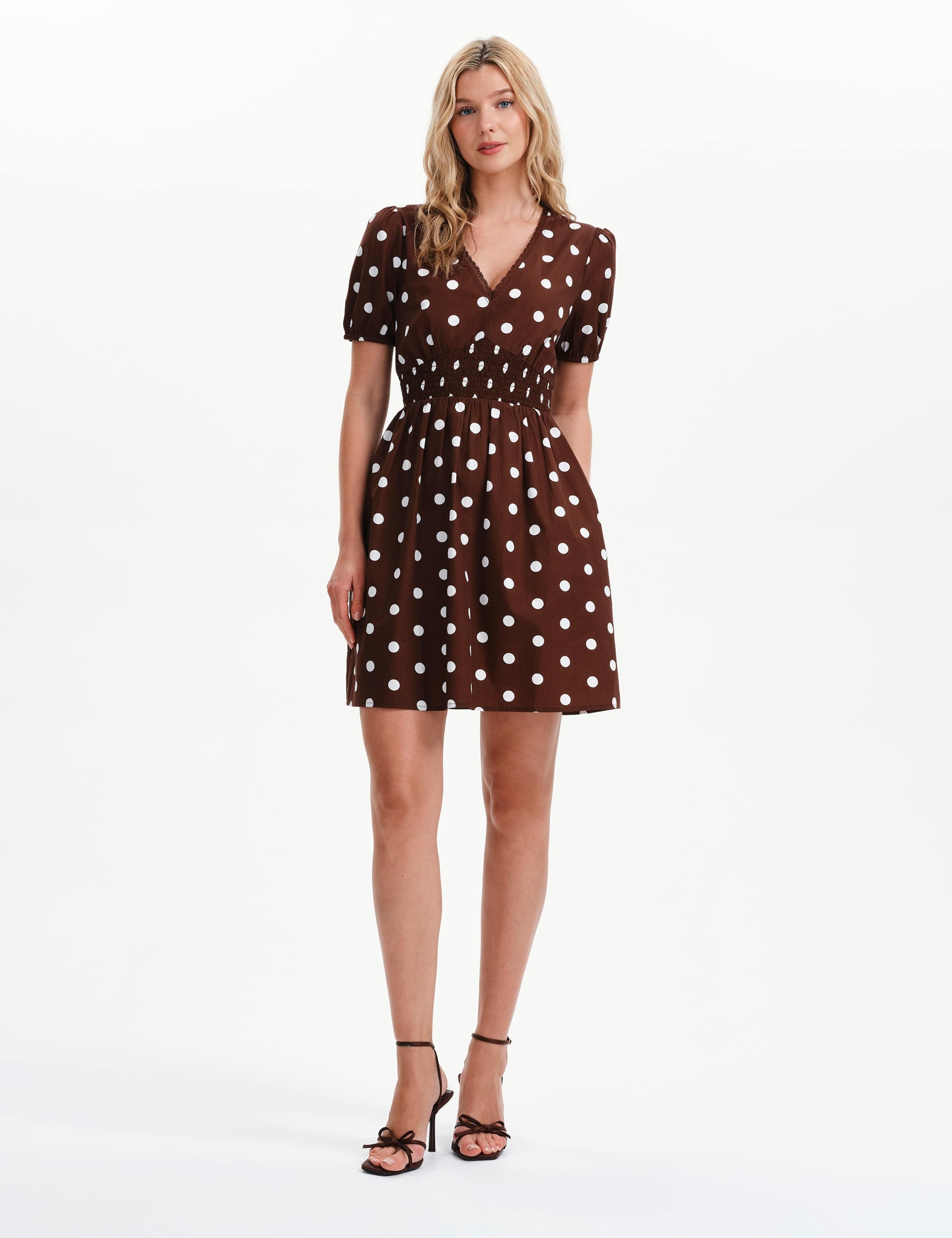Pure Cotton Polka Dot V-Neck Mini Dress 6 of 8