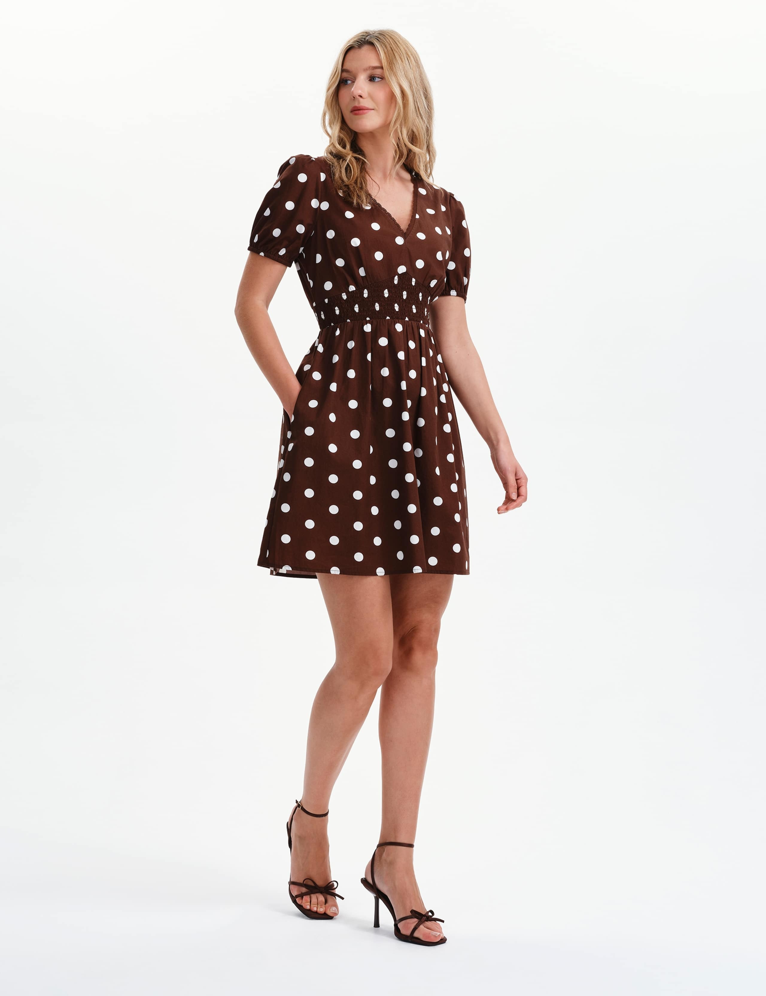 Pure Cotton Polka Dot V-Neck Mini Dress 7 of 8