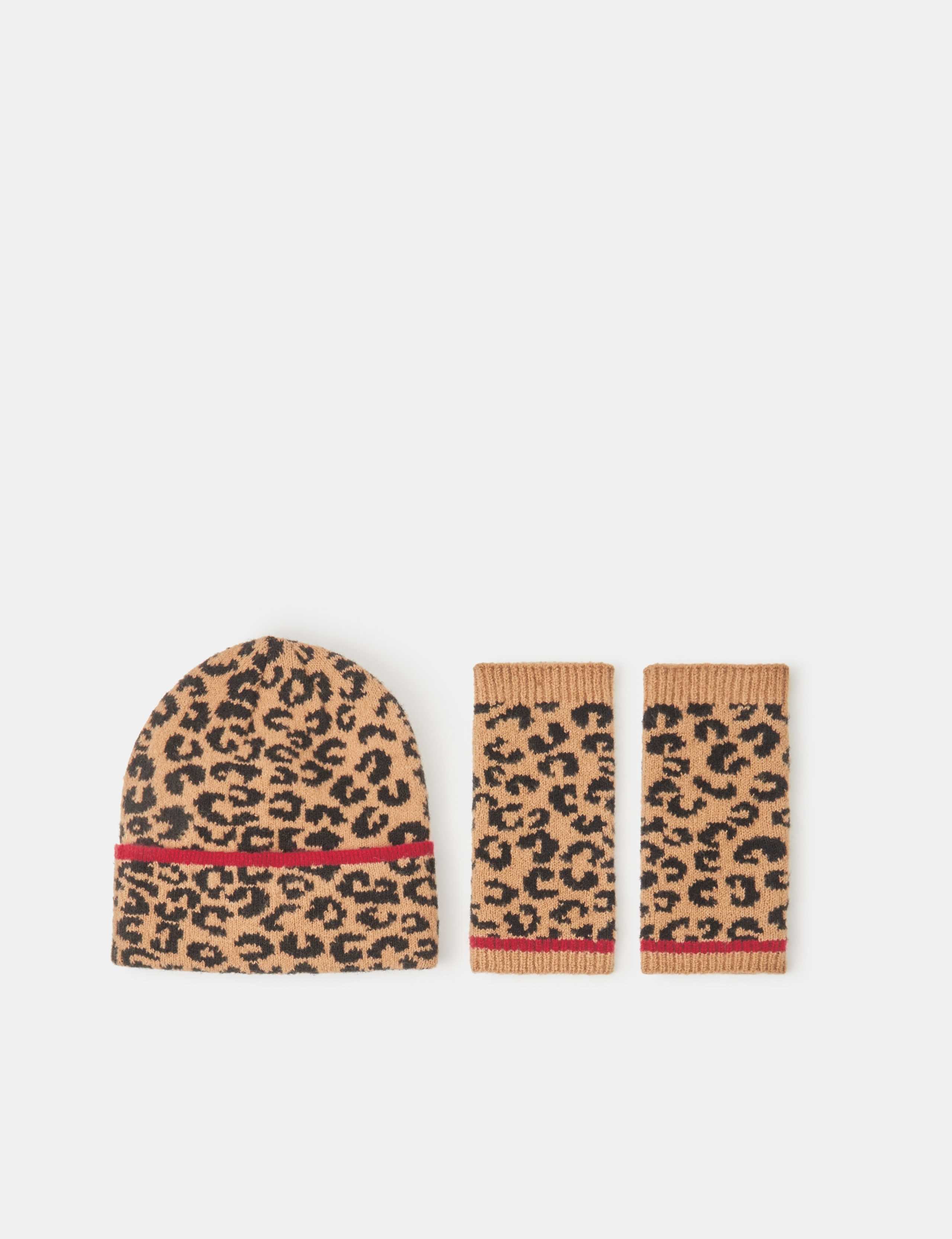 Leopard Print Beanie And Gloves Set 3 of 3