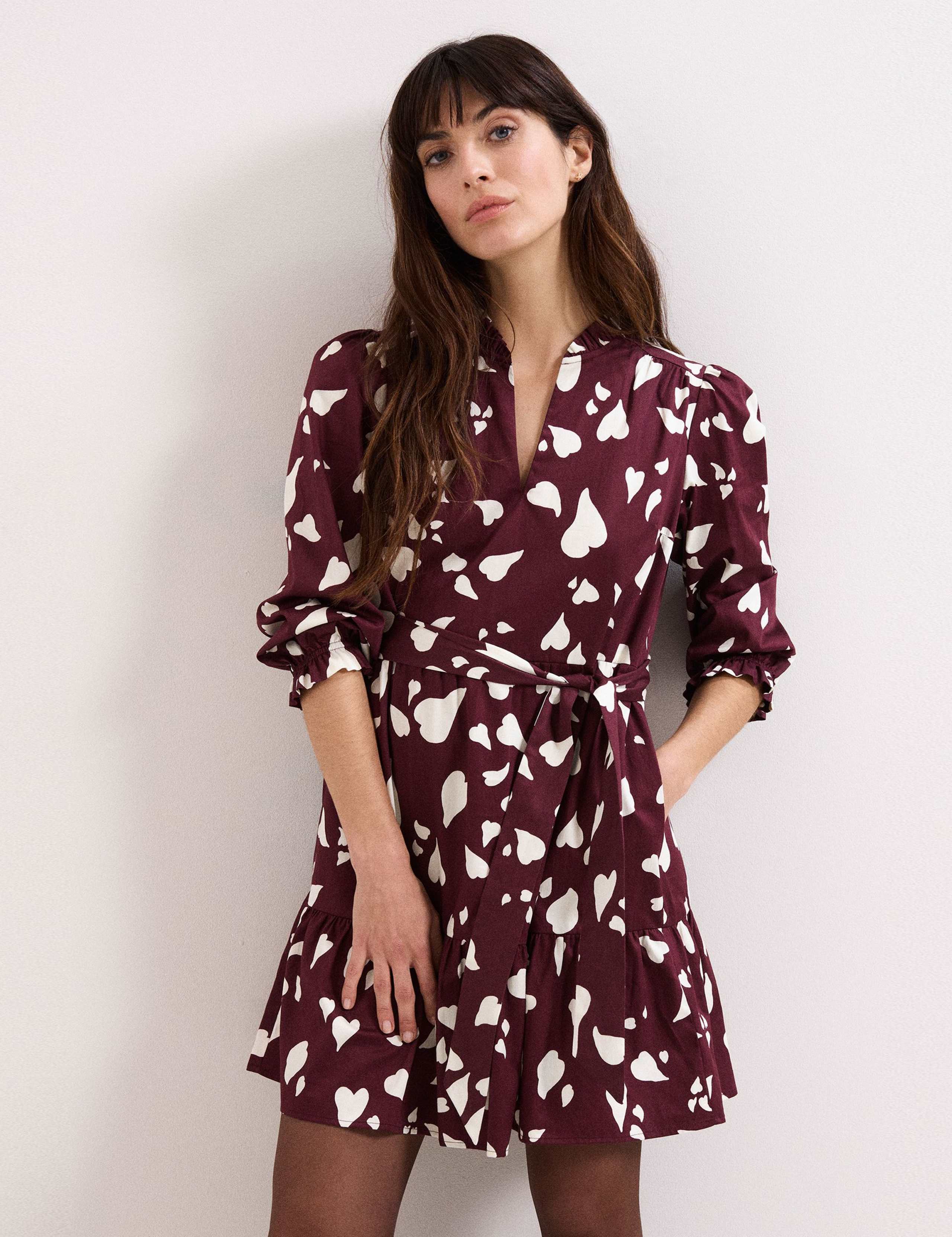 Pure Cotton Heart Print High Neck Mini Dress 1 of 2